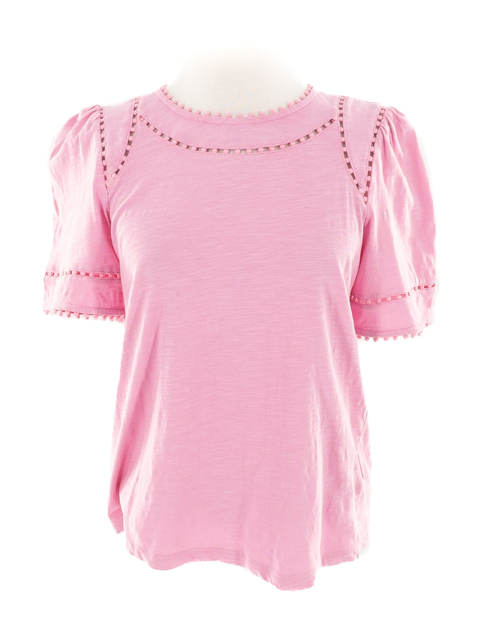 Boden Pink Crochet Cotton Short Sleeve Size 6 T Shirt