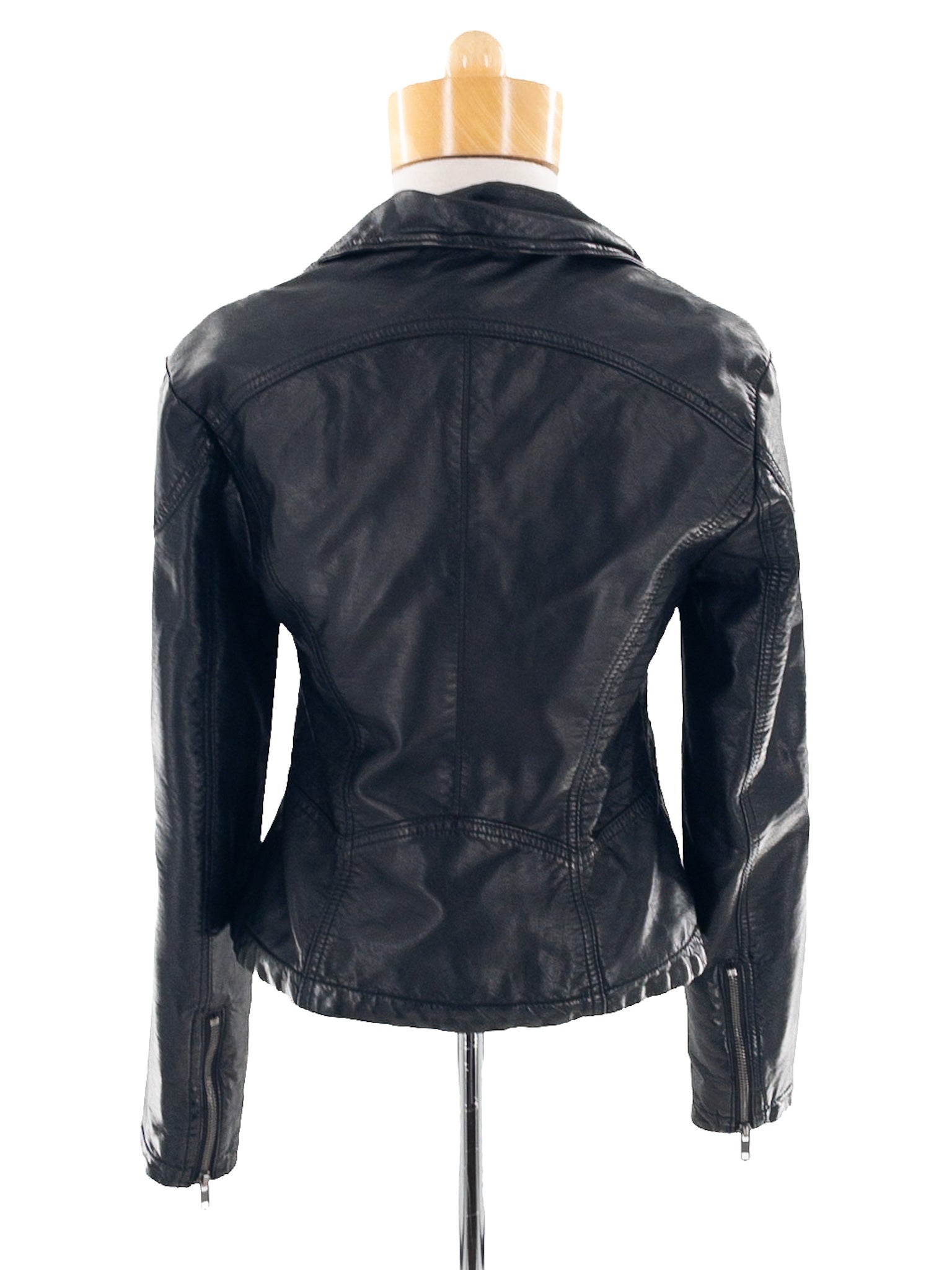 Free People Black Aqua Moto Polyurethane Size 6 Jacket