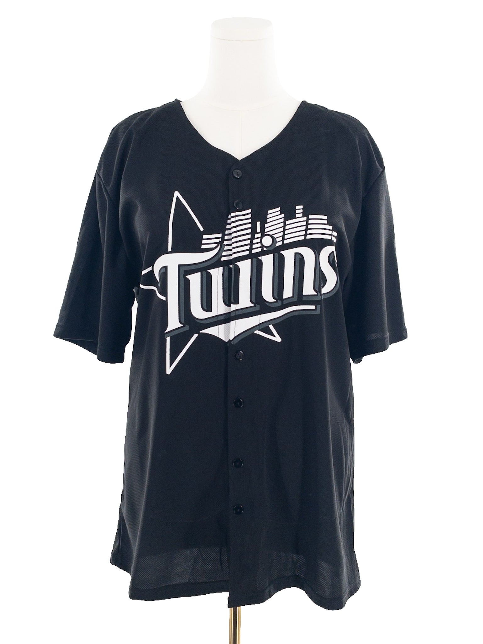 Twins Black White Print Polyester Short Sleeve Size L T Shirt