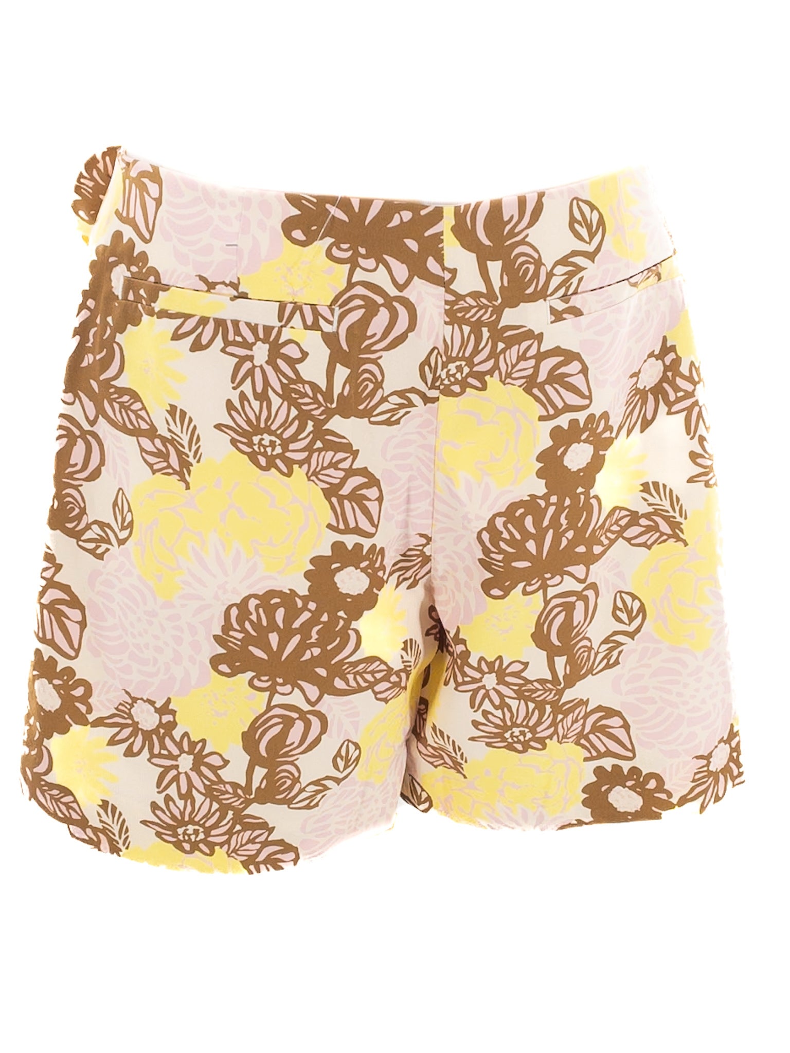 Tory Burch Yellow Tan Floral Polyester Blend Size M Skort