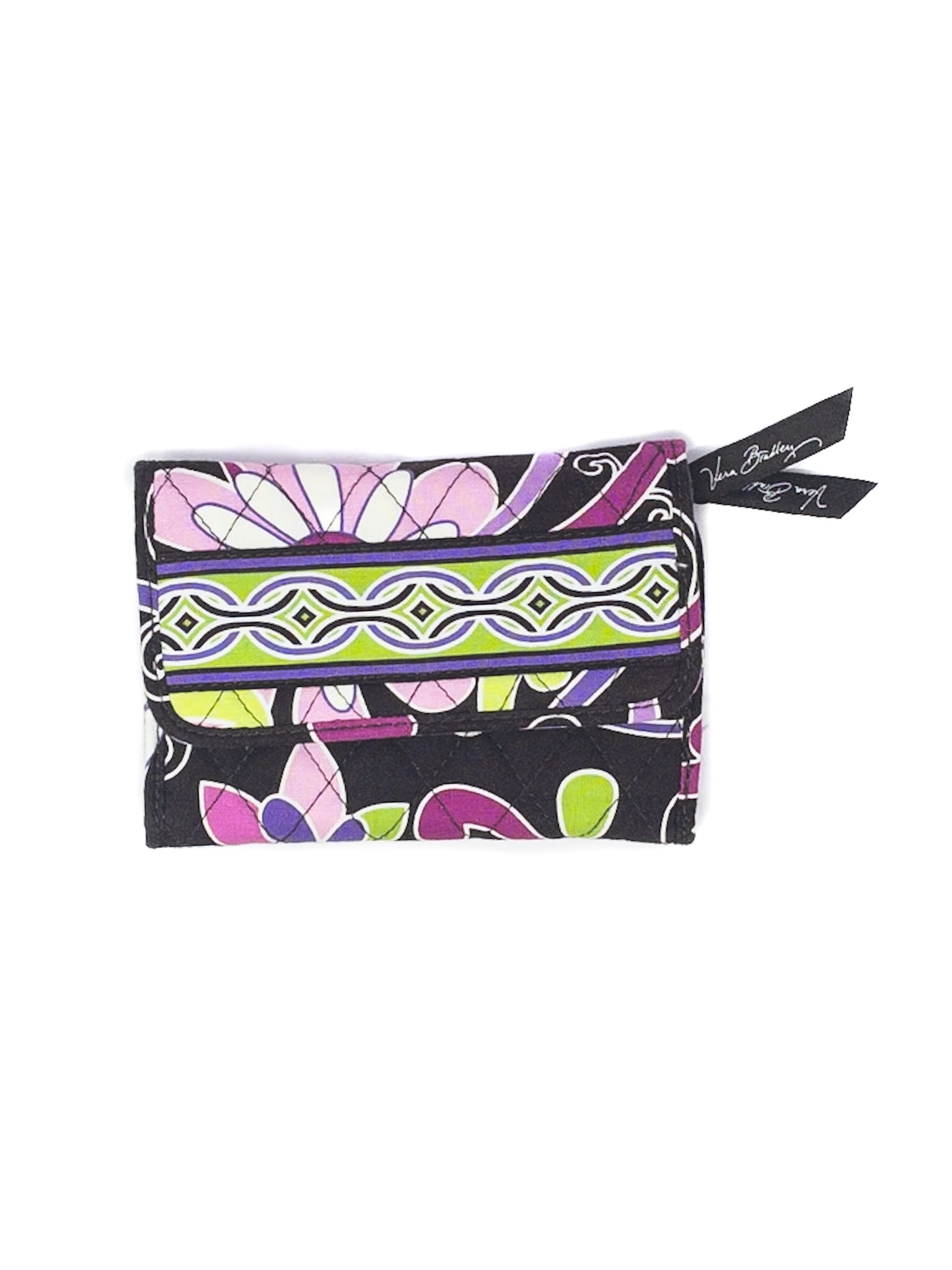 Vera Bradley Brown Pink Quilt Fabric Wallet
