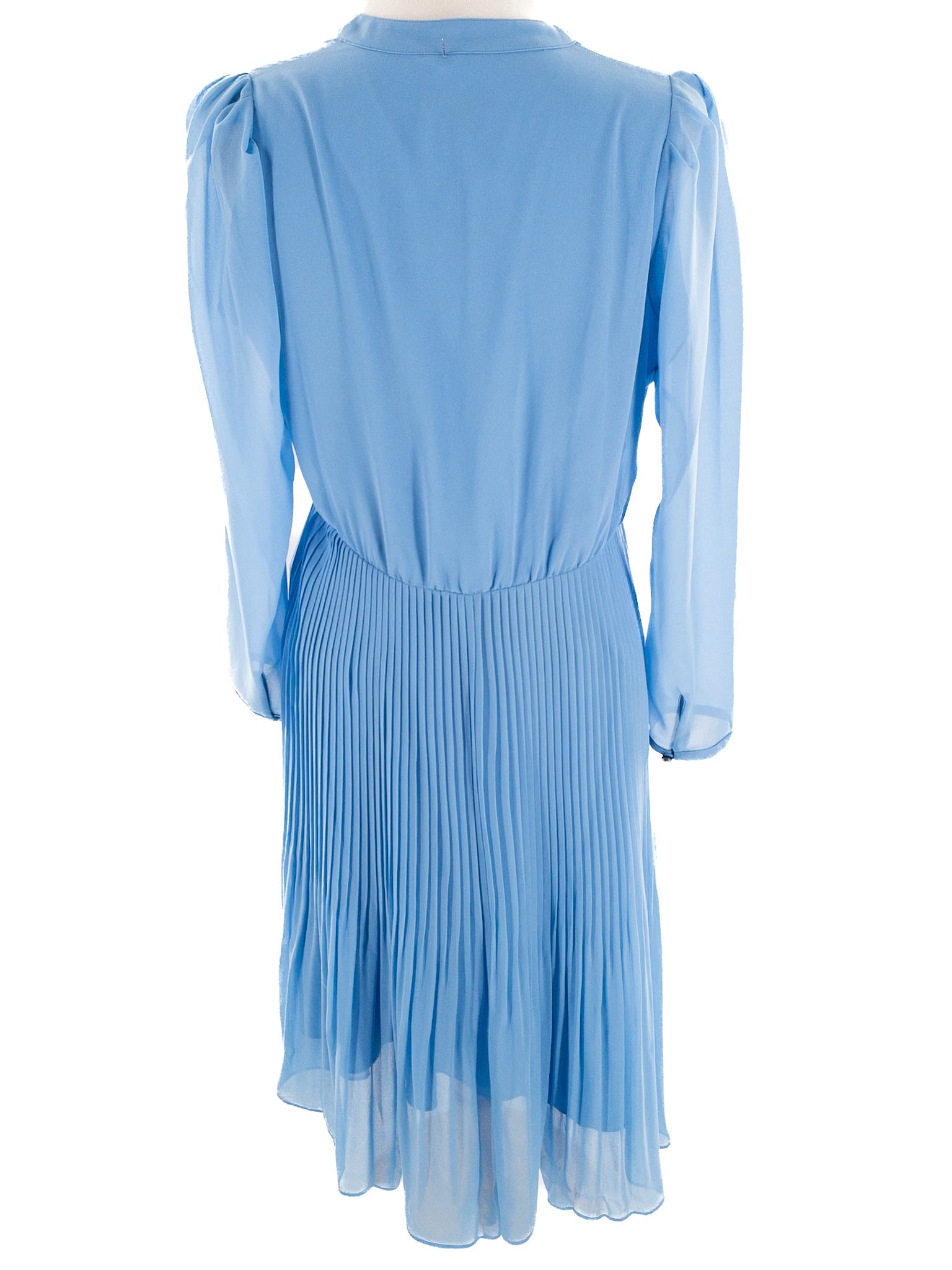 Ann Taylor Blue Pleat Polyester Blend Long Sleeve Size 4P Dress
