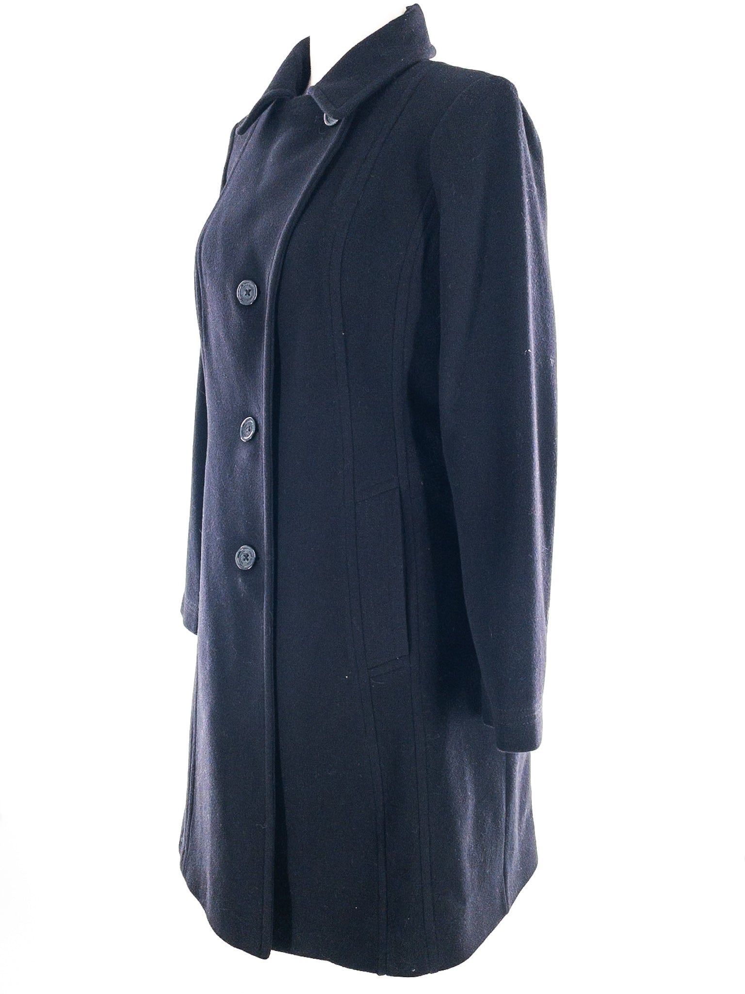 Anne Klein Black Button Down Cashmere Blend Size 10 Coat