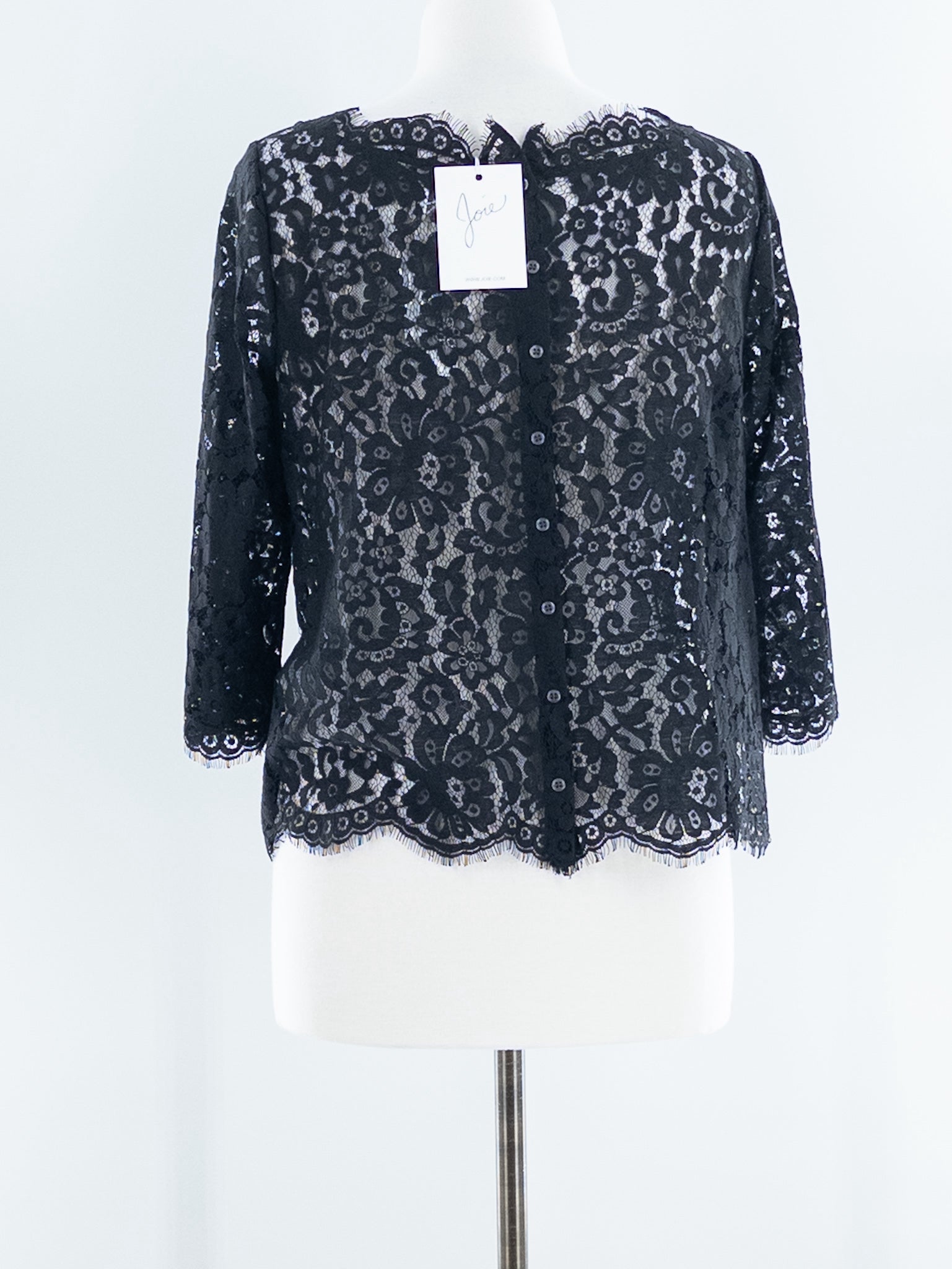 Joie Black Lace Nylon Blend 3 4 Sleeve Size M Blouse Elite Repeat St Paul