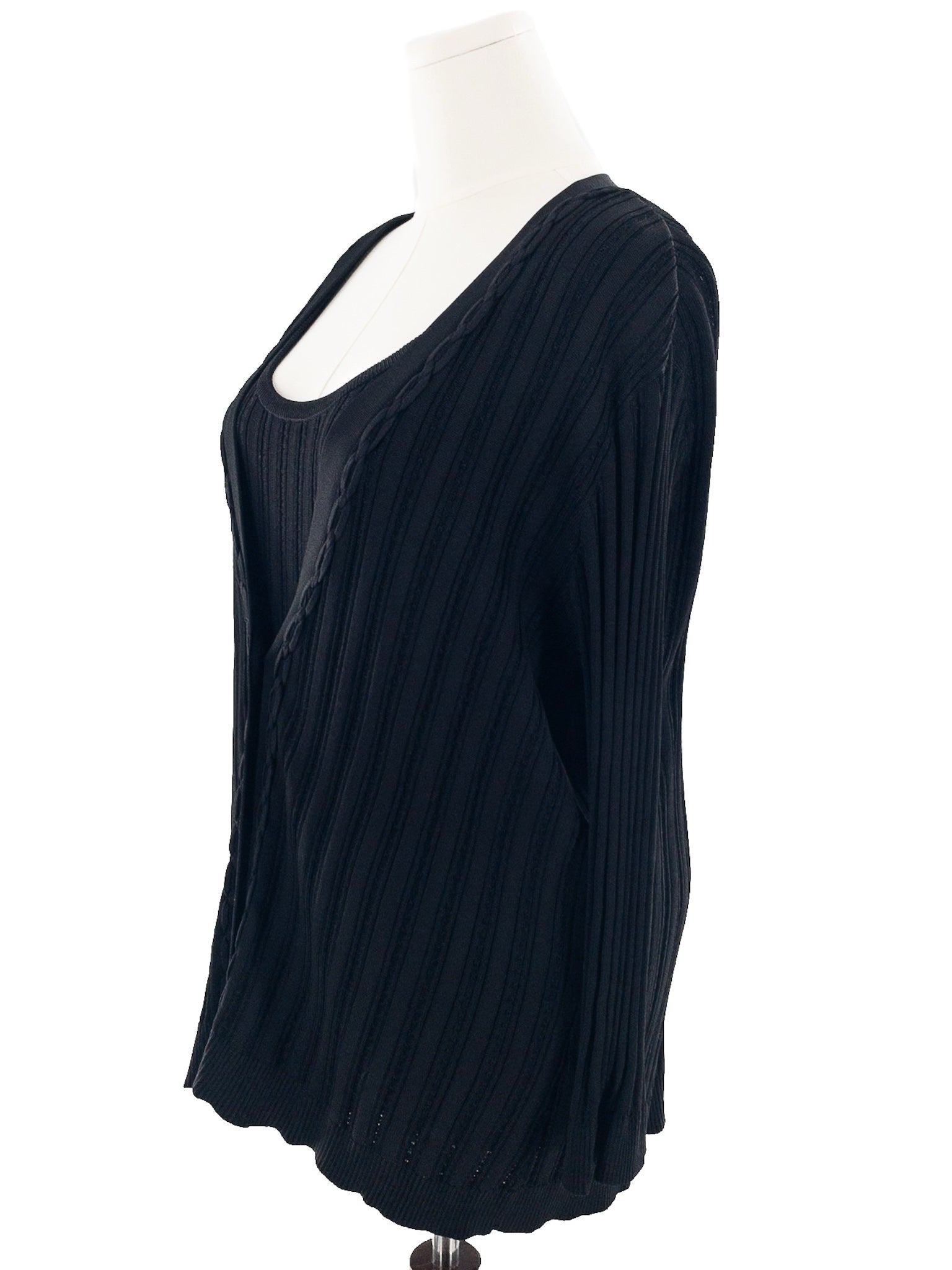 Jones New York Black Ribbed Rayon Blend Size 2X Cardigan