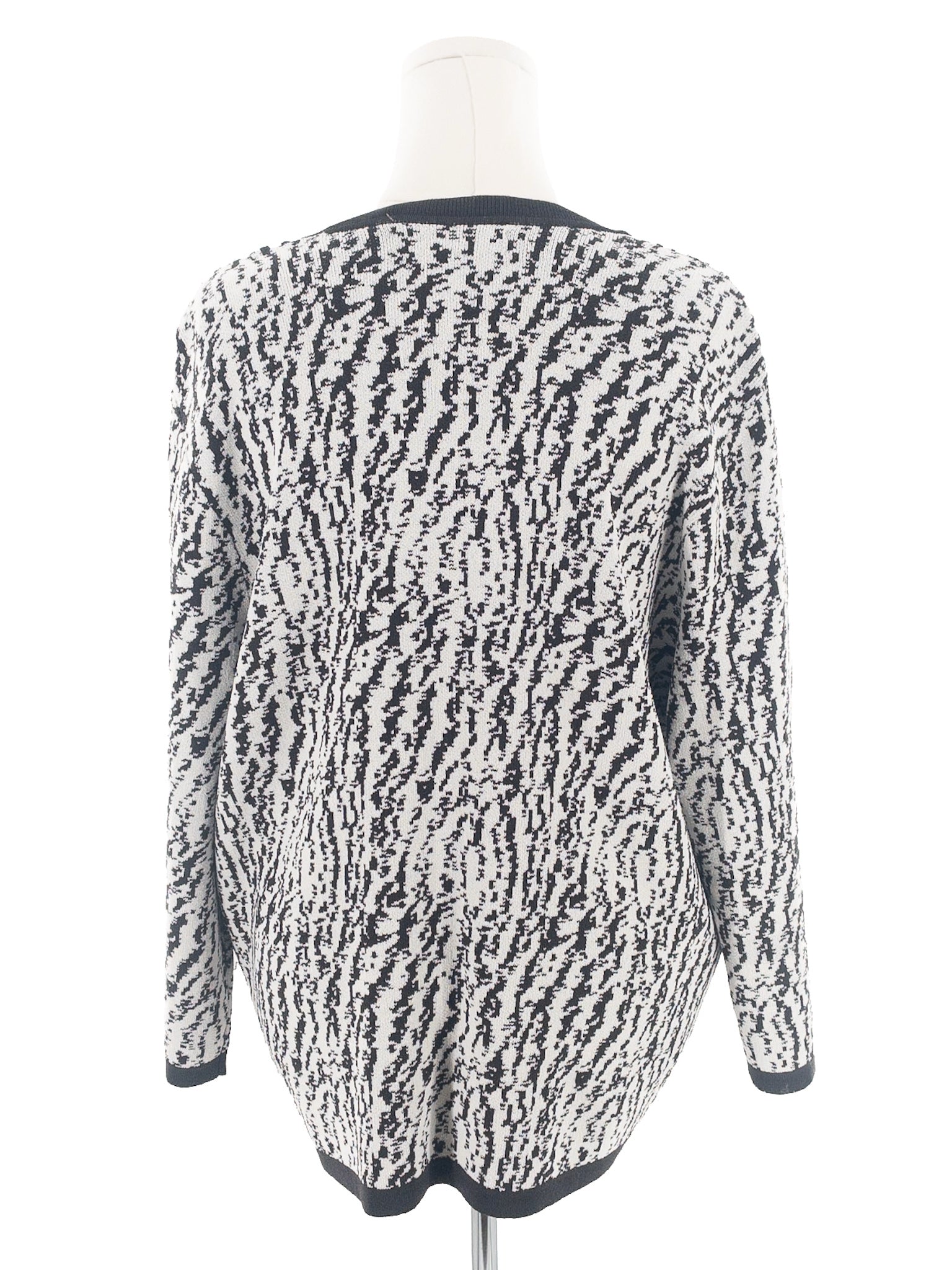 Jones New York Cream Charcoal Print Rayon Blend Size 2X Cardigan
