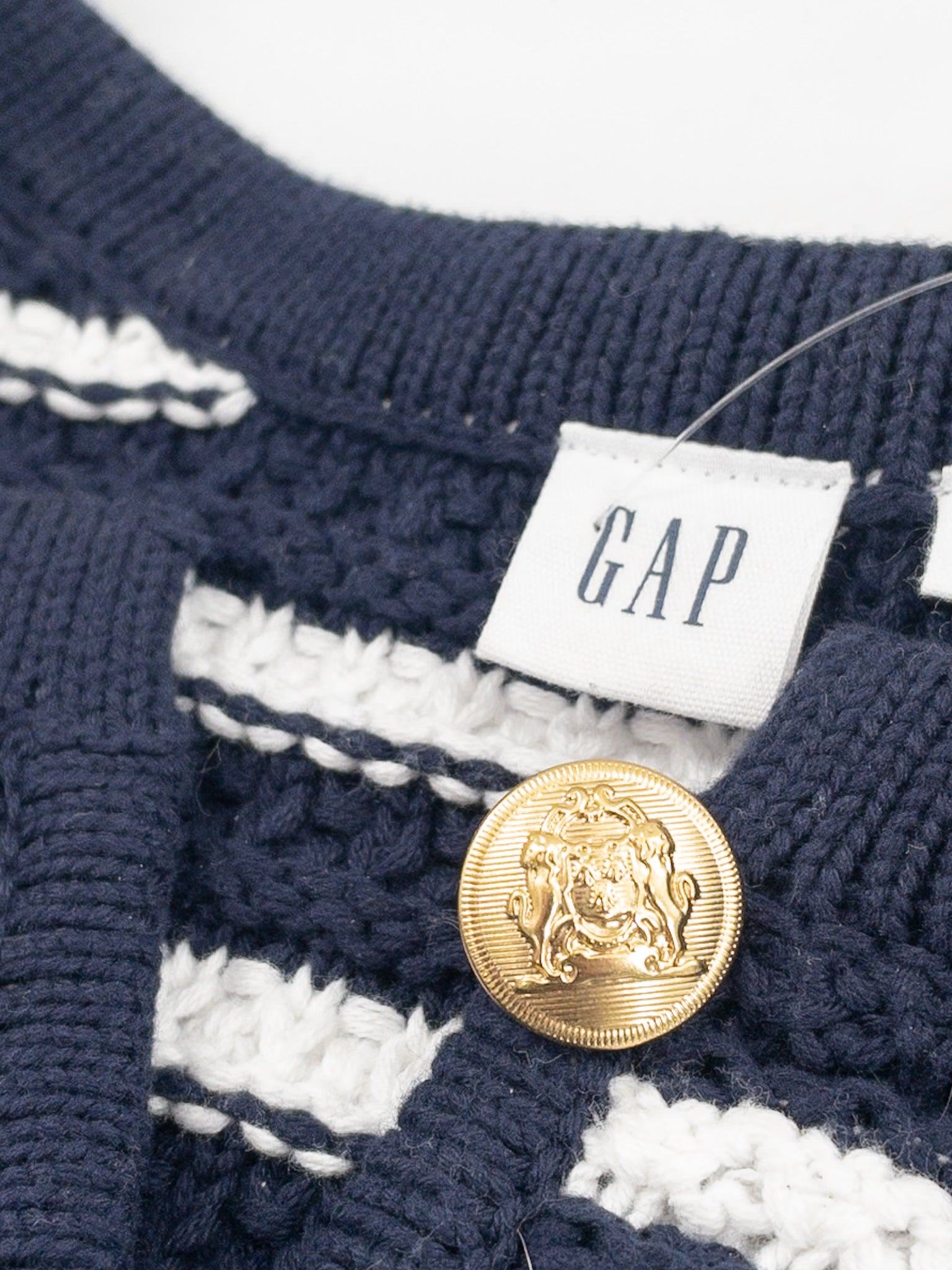 Gap Navy White Stripe Cotton Size L Cardigan