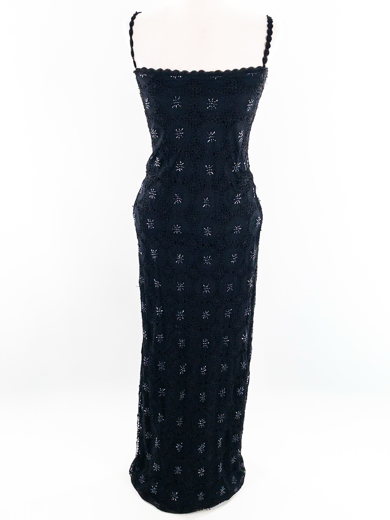 Maria Bianca Nero Black Beaded Polyester Straps Size Petite Formal/Evening Wear