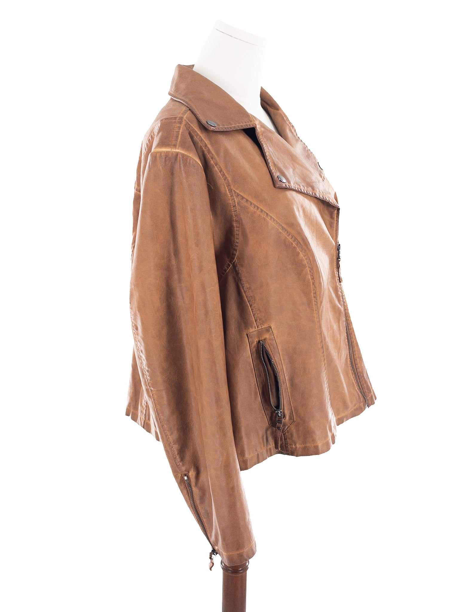 Max Studio Toffee Moto Faux Leather Size 2X Jacket