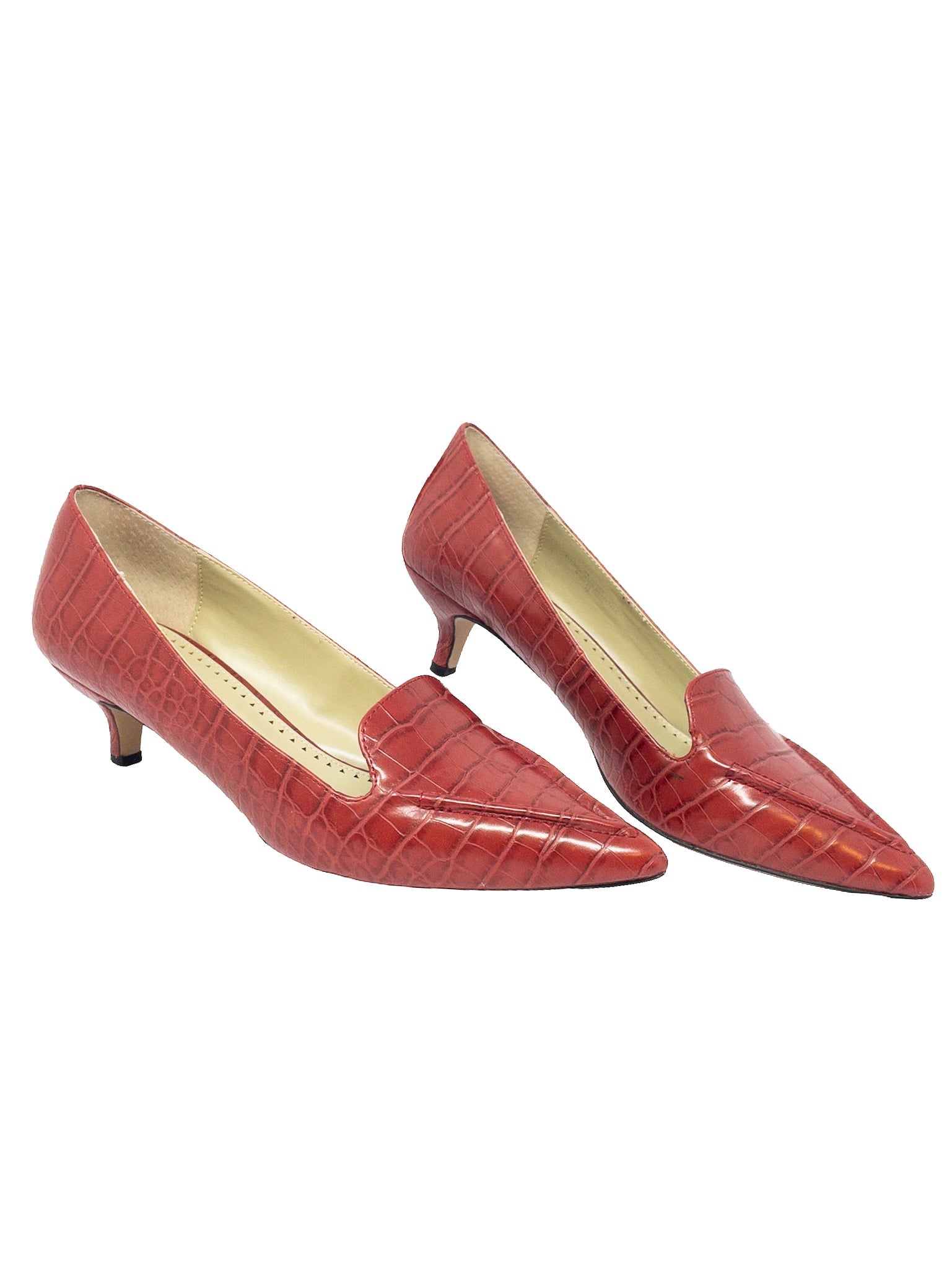 Adrienne Vittadini Red Croc Embossed Leather 10 Pumps