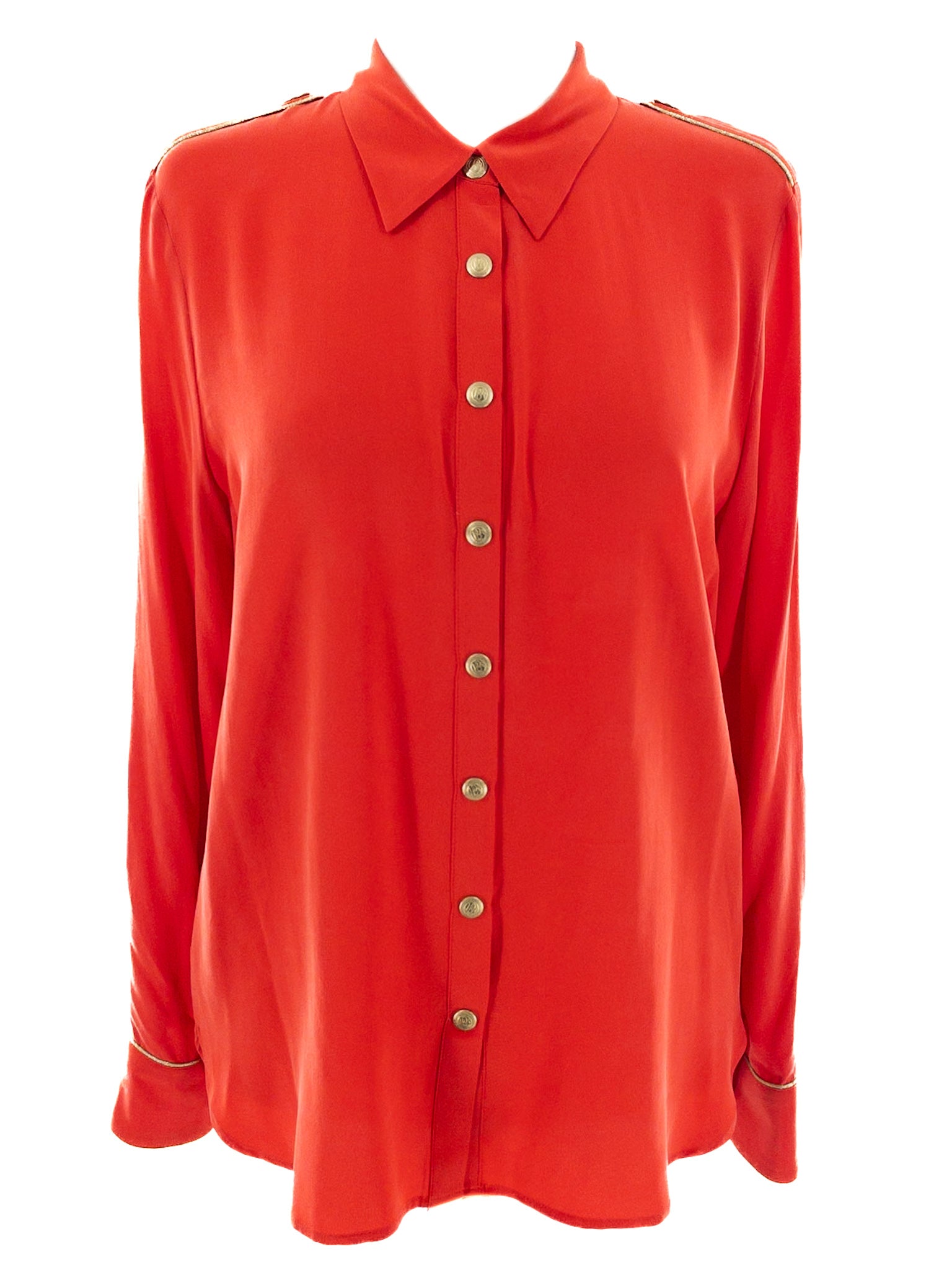 Pierre Balmain Poppy Silk Long Sleeve Size 10 Blouse