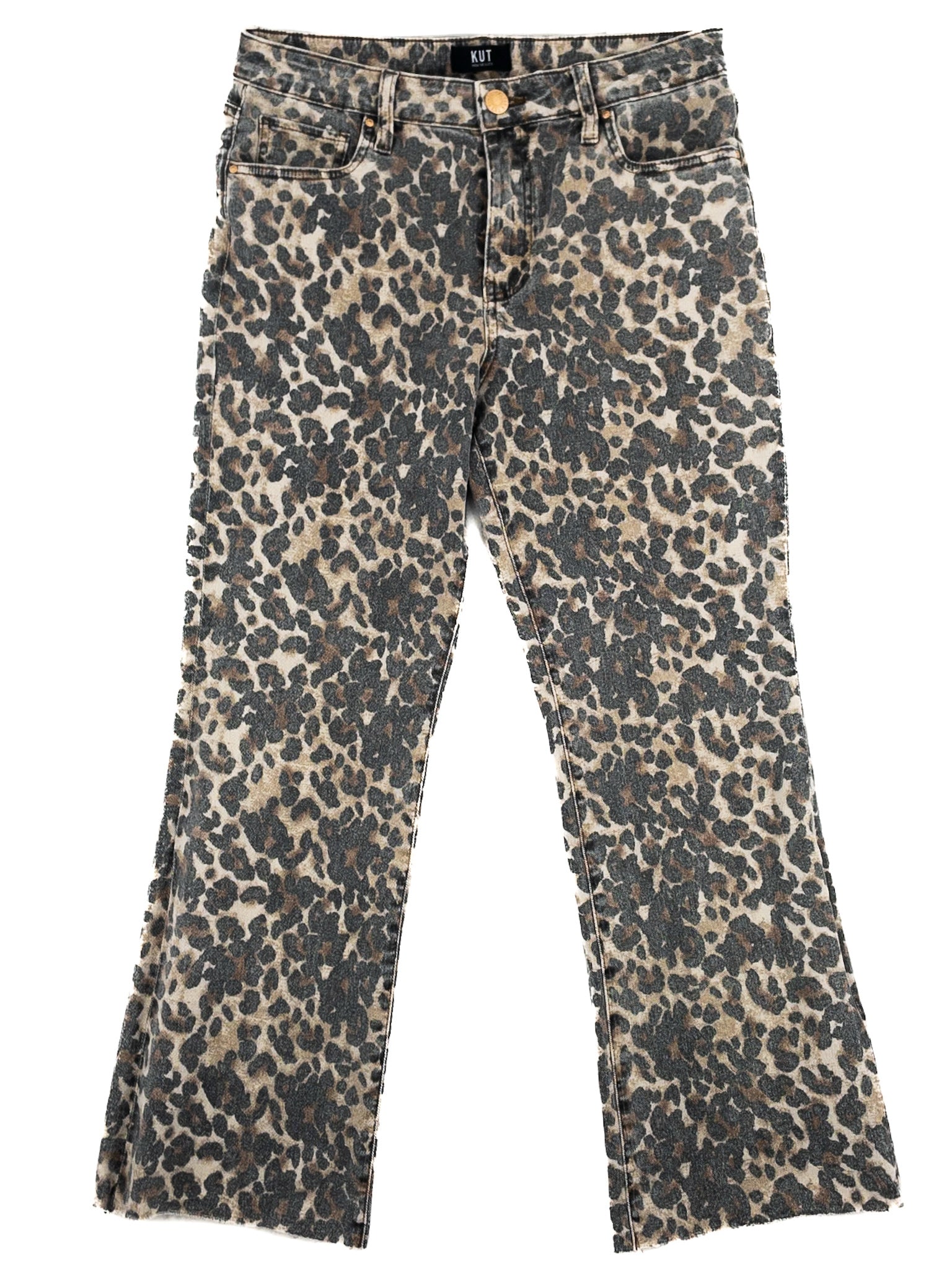 Kut Brown Gray Cheetah Print Cotton Blend Relaxed Size 8 Pants