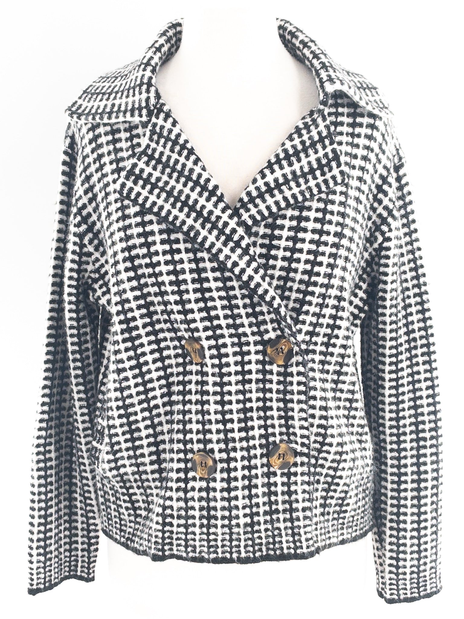 Rachel Zoe Black Ivory Knit Acrylic Blend Size S Cardigan