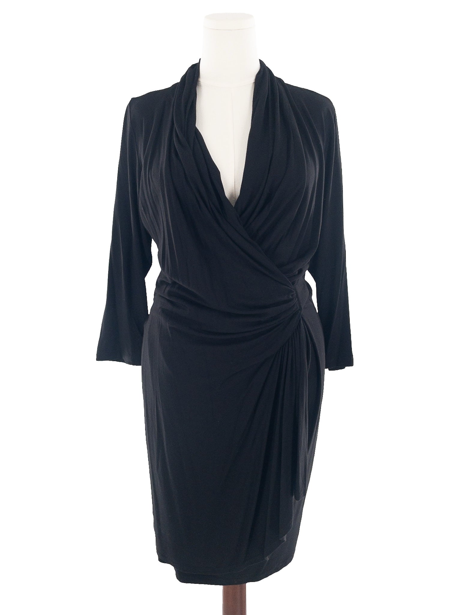 Karen Kane Black Wrap Jersey Long Sleeve Size XL Dress