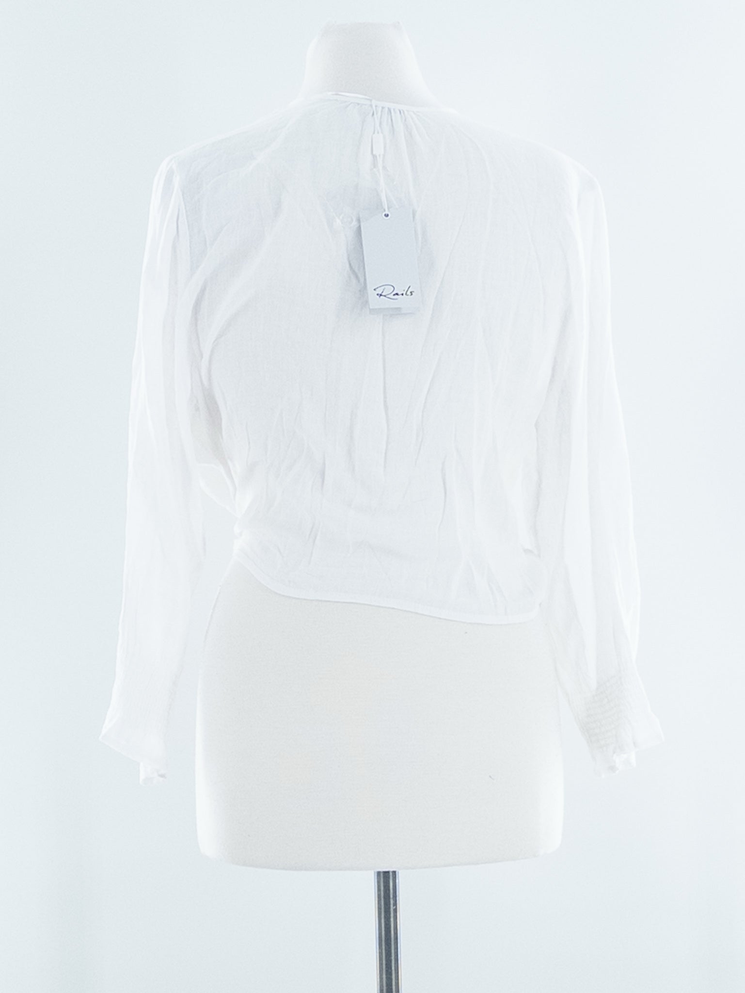 Rails White Linen Long Sleeve Size L Blouse