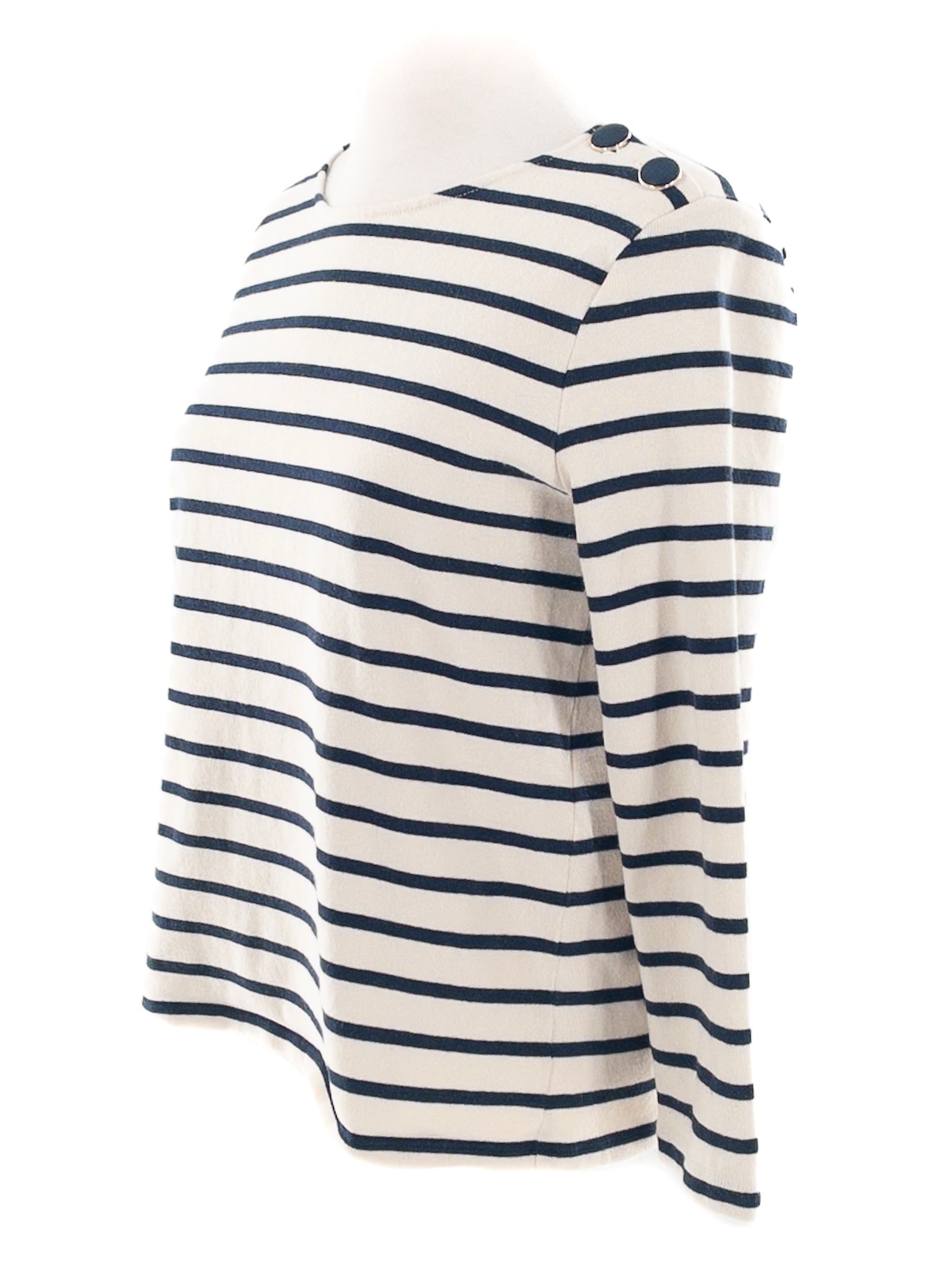 Sezane Cream Navy Stripe Cotton Long Sleeve Size XXS T Shirt