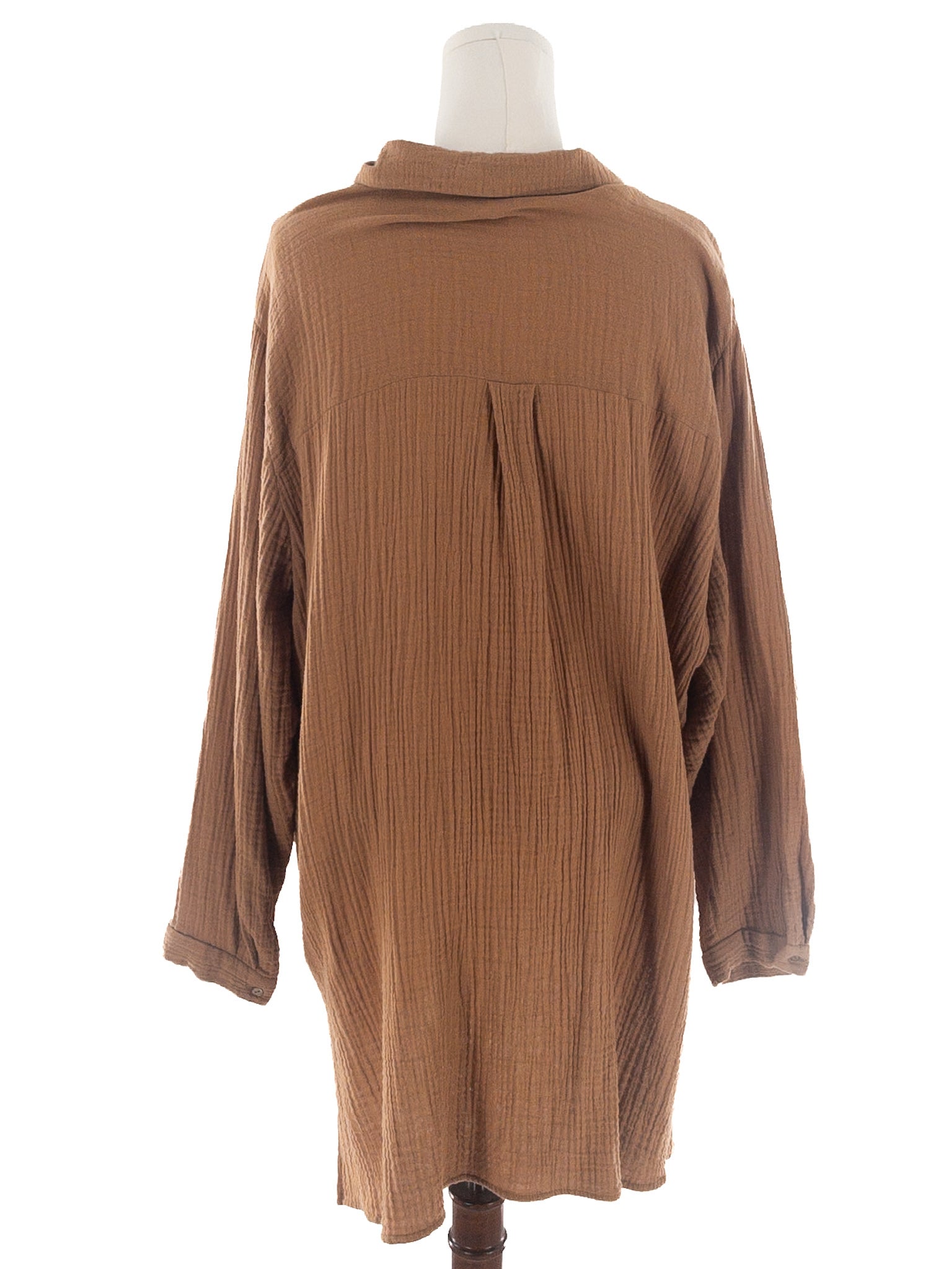 Eileen Fisher Camel Organic Cotton Long Sleeve Size XXL Blouse
