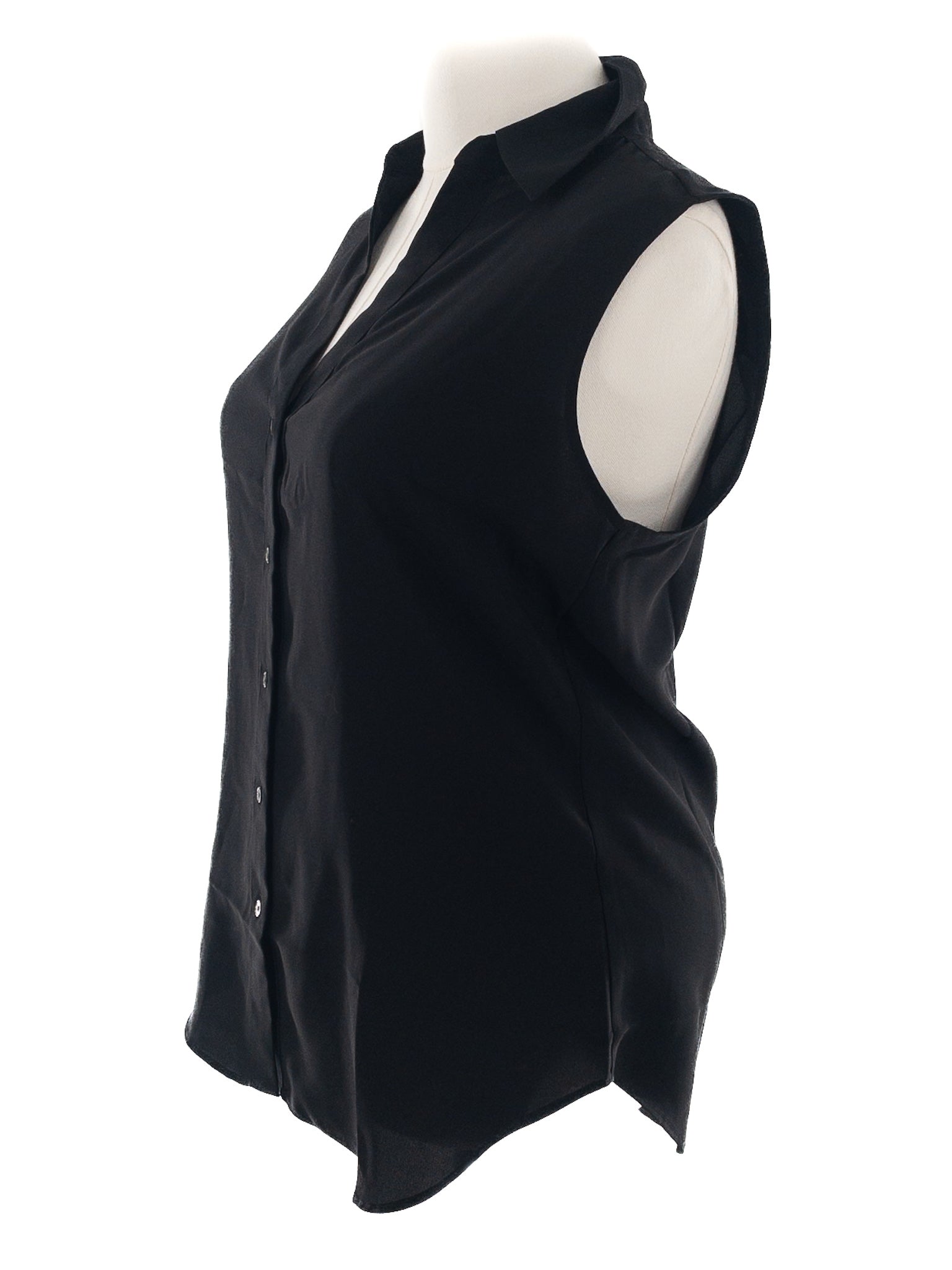 Ann Taylor Black Button Down Polyester Sleeveless Size M Blouse