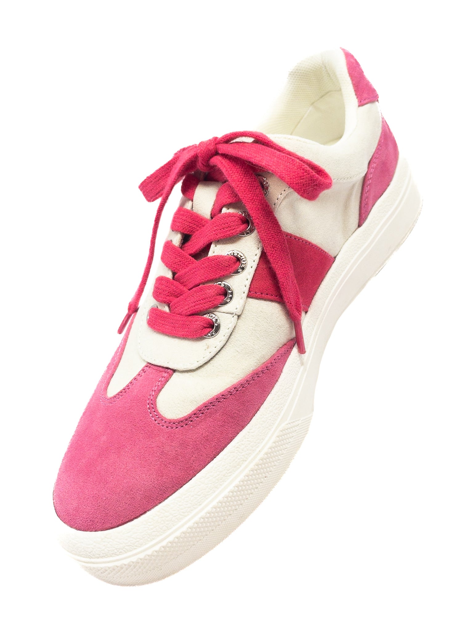 J Slides Pink White Tie Suede 7 Sneakers