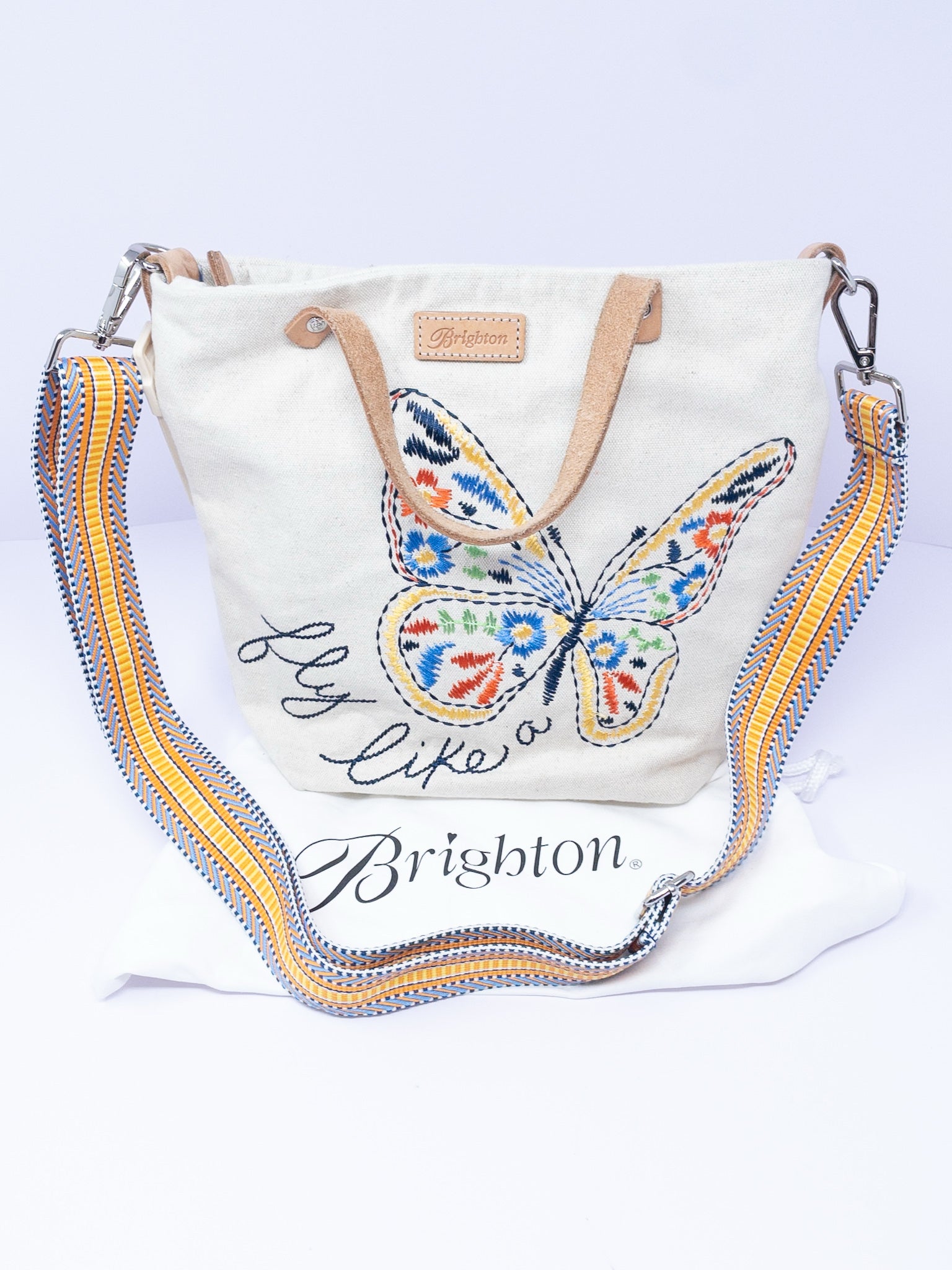 Brighton Ivory Multi Embroidered Canvas Purse