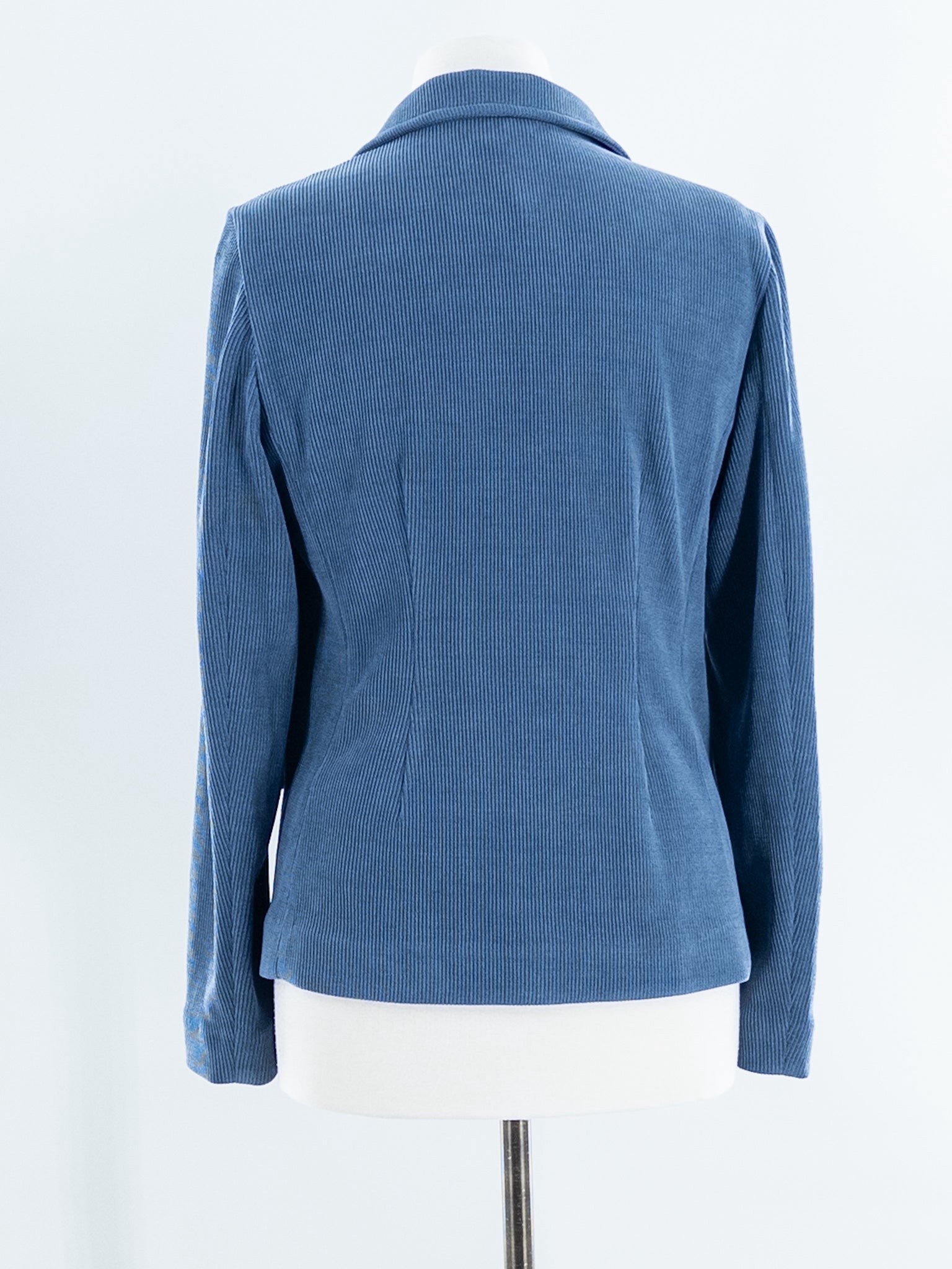 Charlie B Blue Ribbed Polyester Blend Size S Blazer