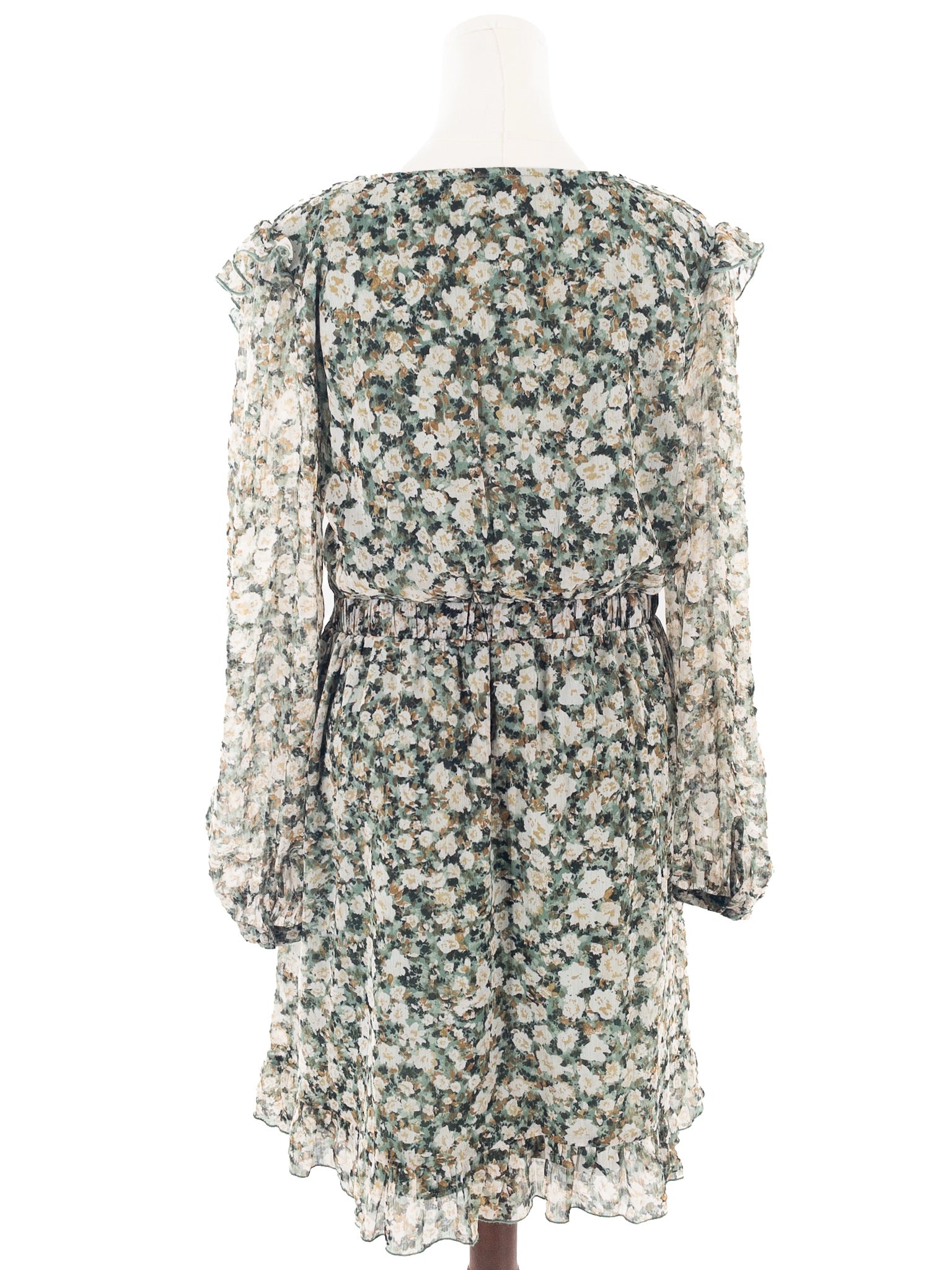Vero Moda Moss Black Floral Polyester Long Sleeve Size XL Dress