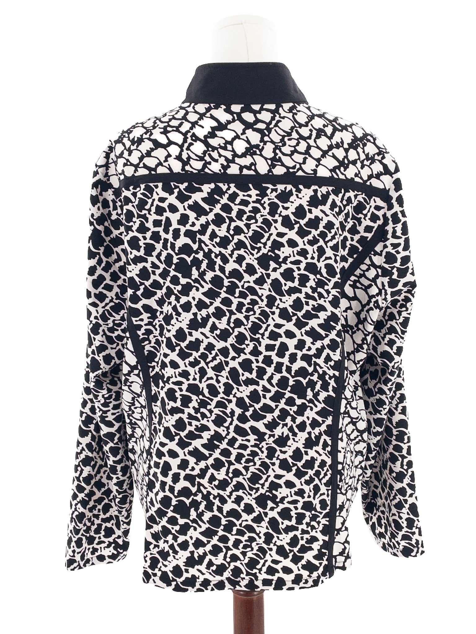 Chicos Black White Print Polyester Size XL Jacket