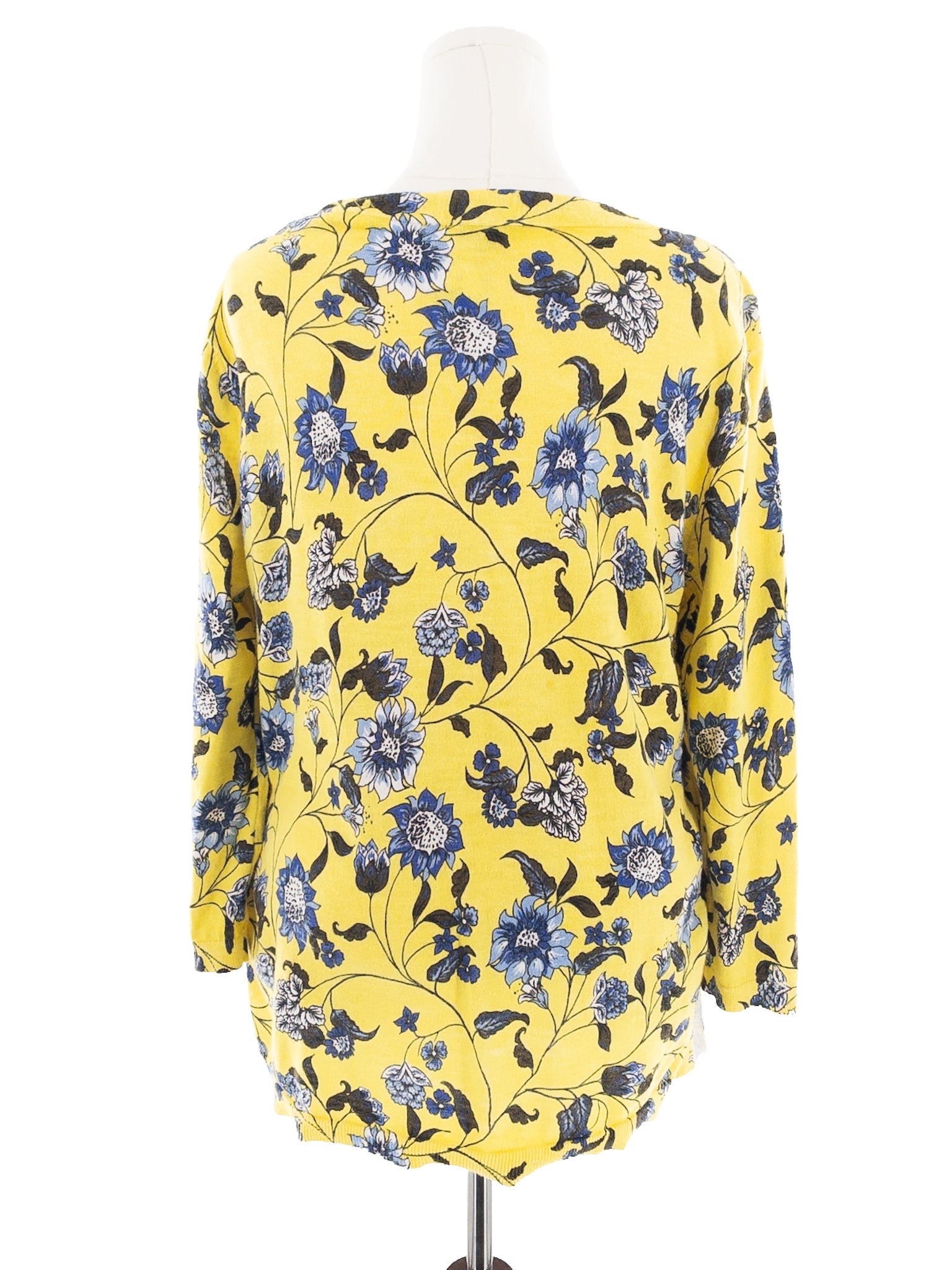 Talbots Yellow Black Floral Cotton Size XL Sweaters
