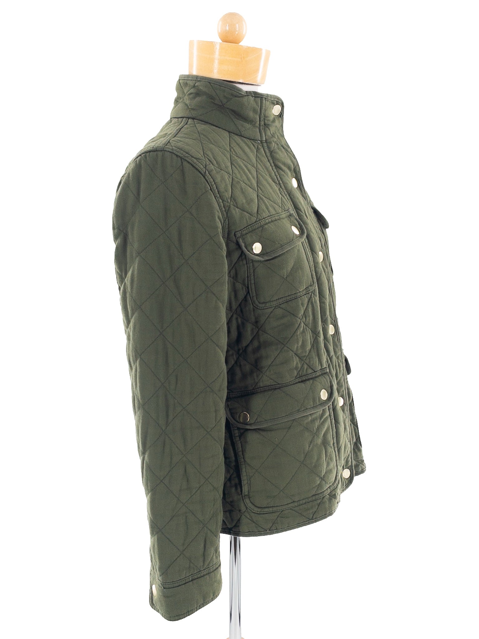 J Crew Olive Quilt Cotton Blend Size M Jacket