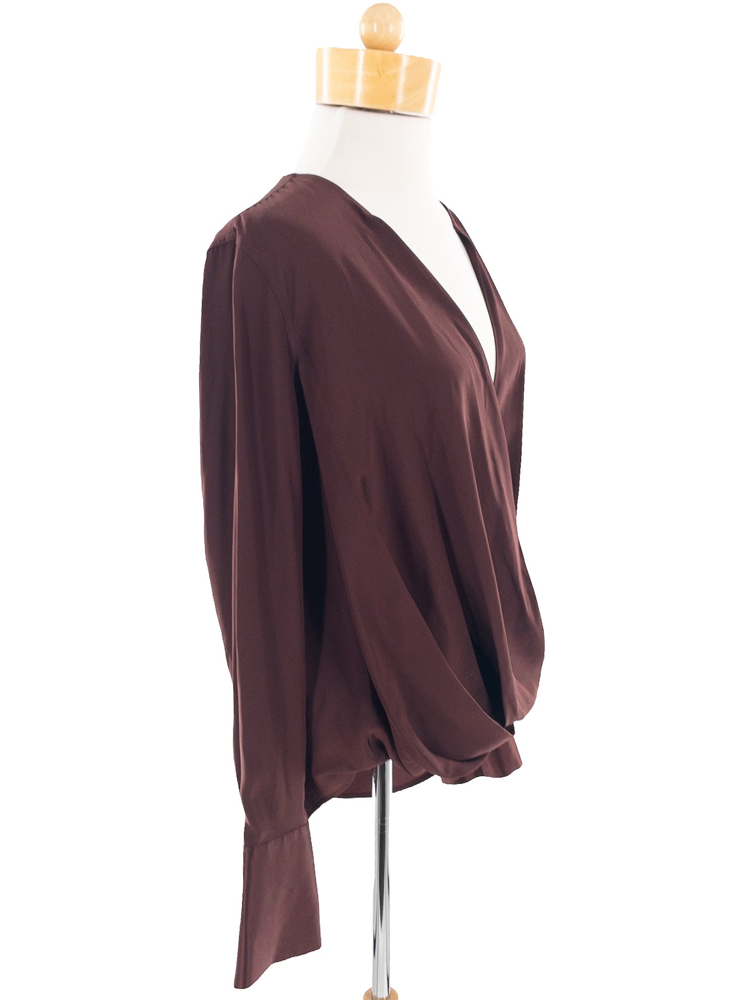 Rag & Bone Maroon Silk Long Sleeve Size M Blouse