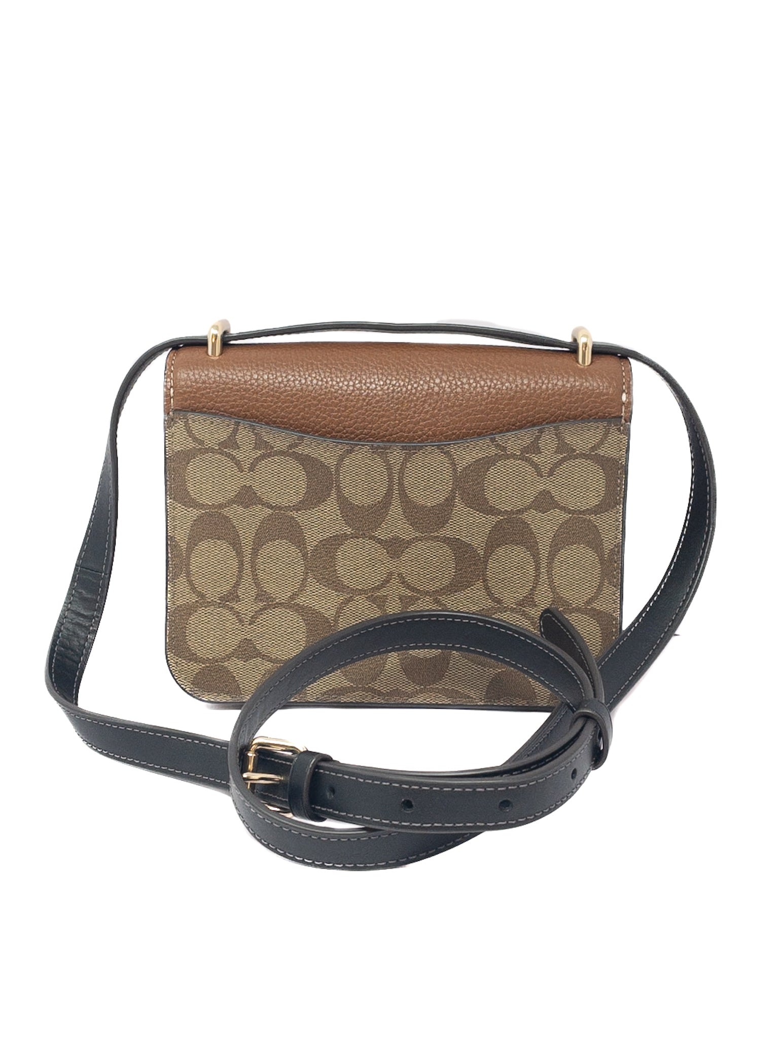 Coach Brown Tan Logo Leather Cross Body