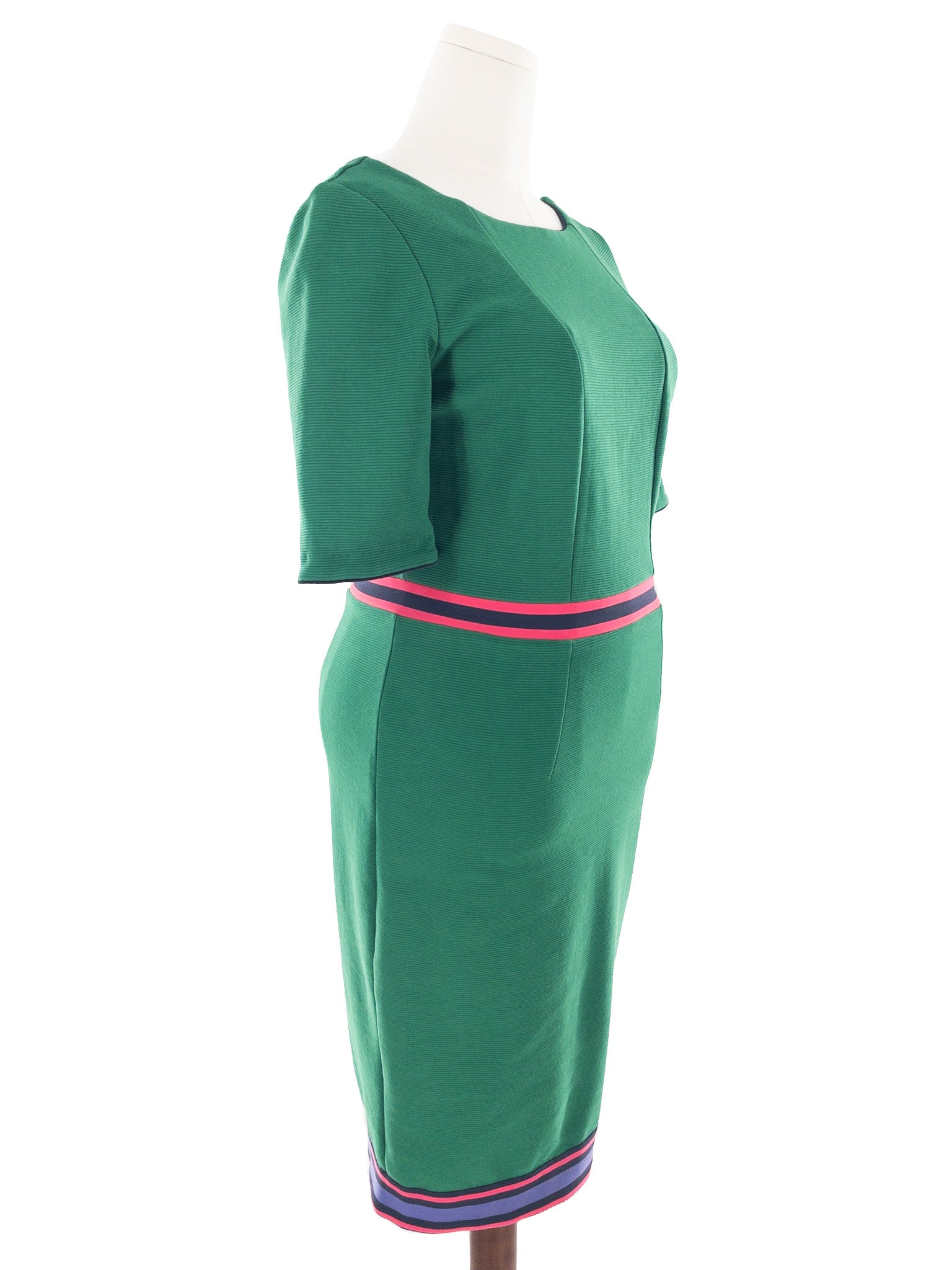 Boden Green Elastic Band Polyester Blend Short Sleeve Size 8 Dress