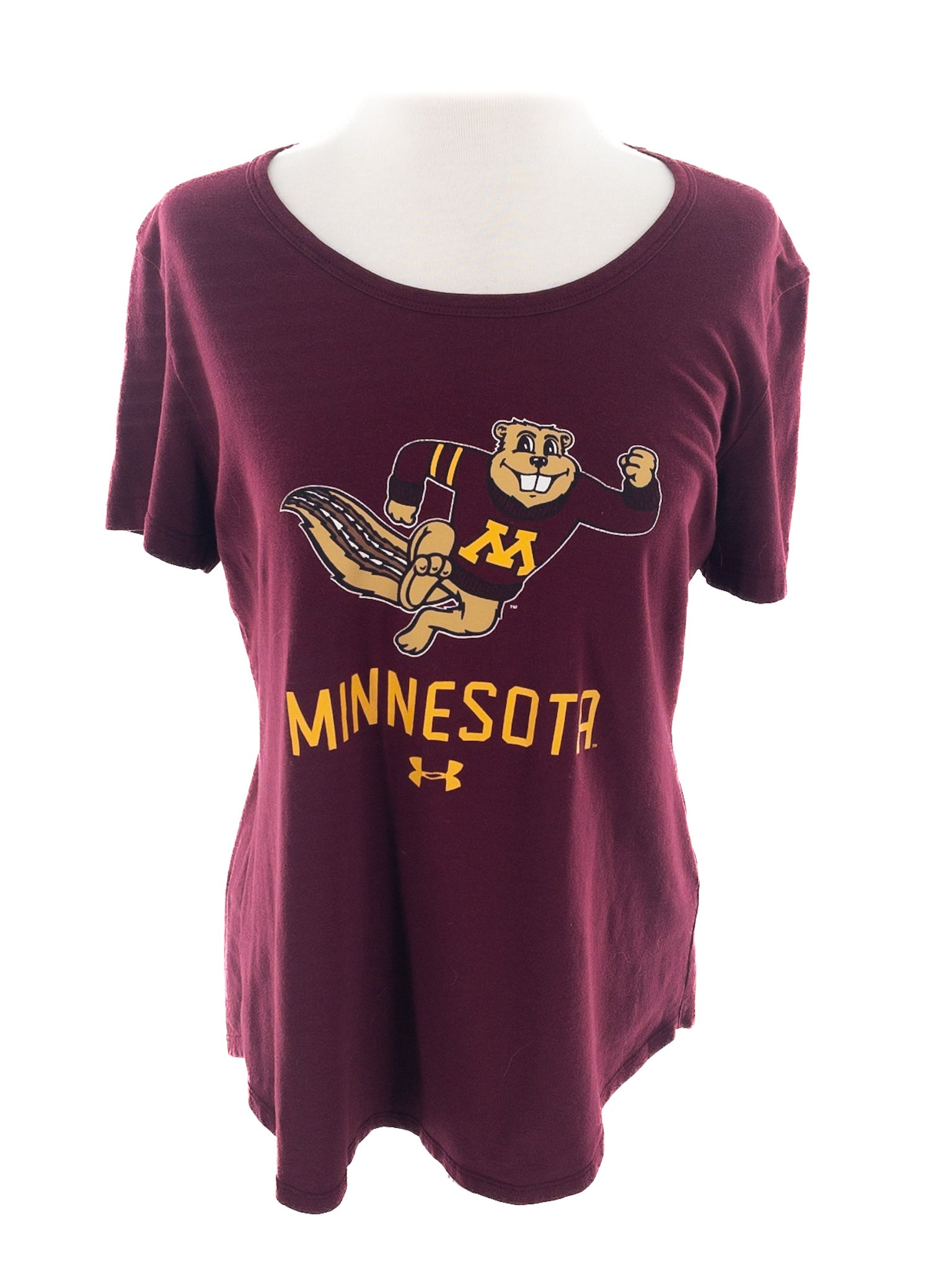 Under Armor Maroon Gold Print Short Sleeve Size M T Shirt