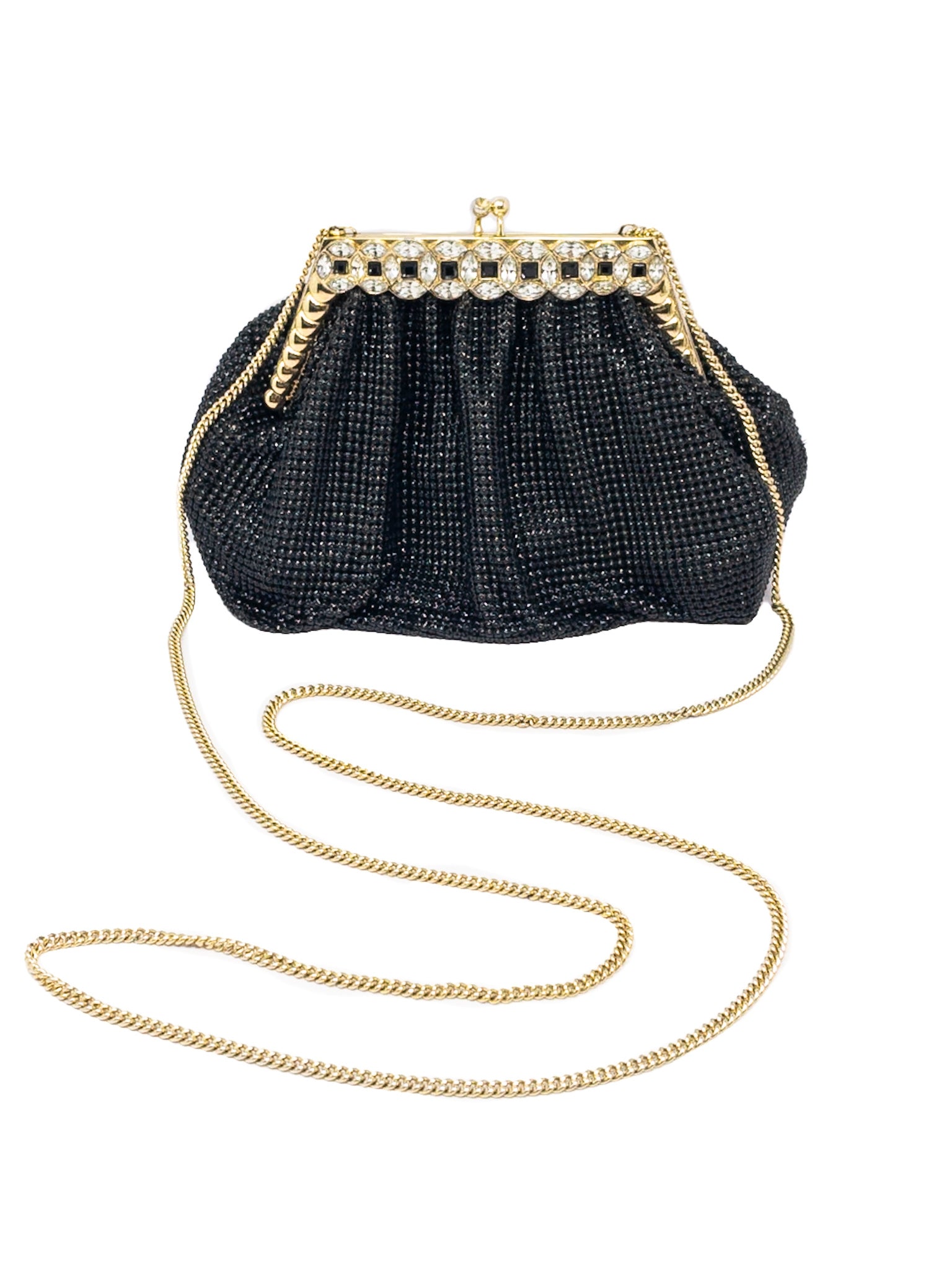 Whiting & Davis Black Gold Embellished Beaded Purse