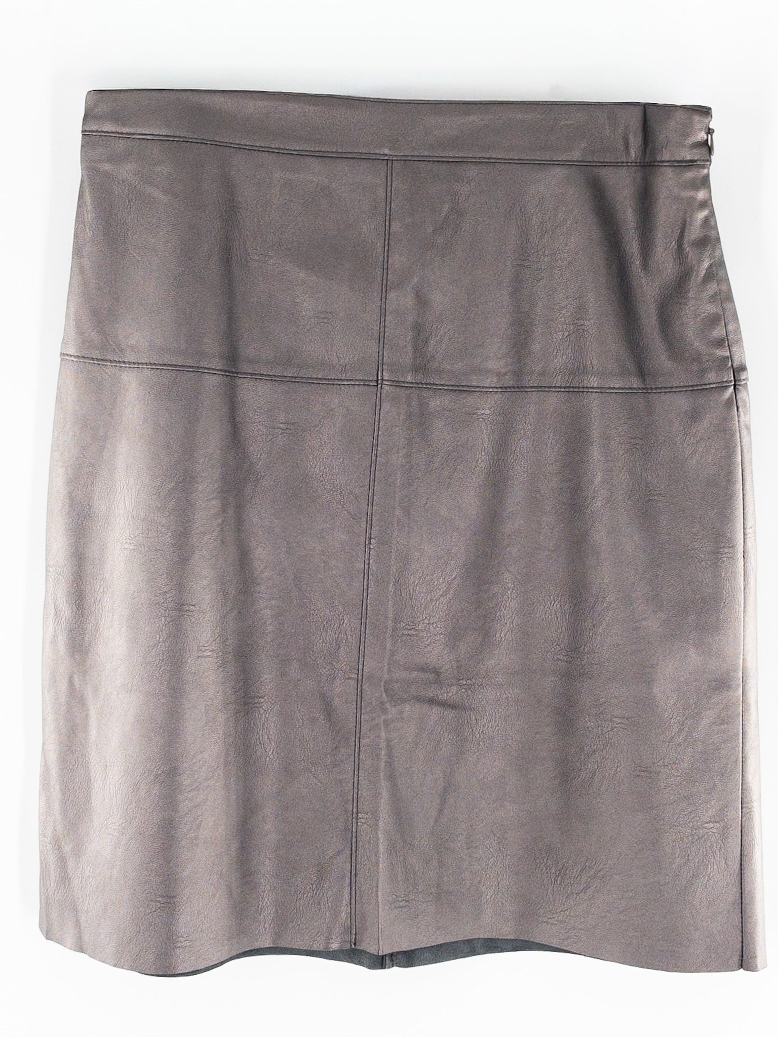 Loft Pewter Panels Faux Leather Size 8 Skirt