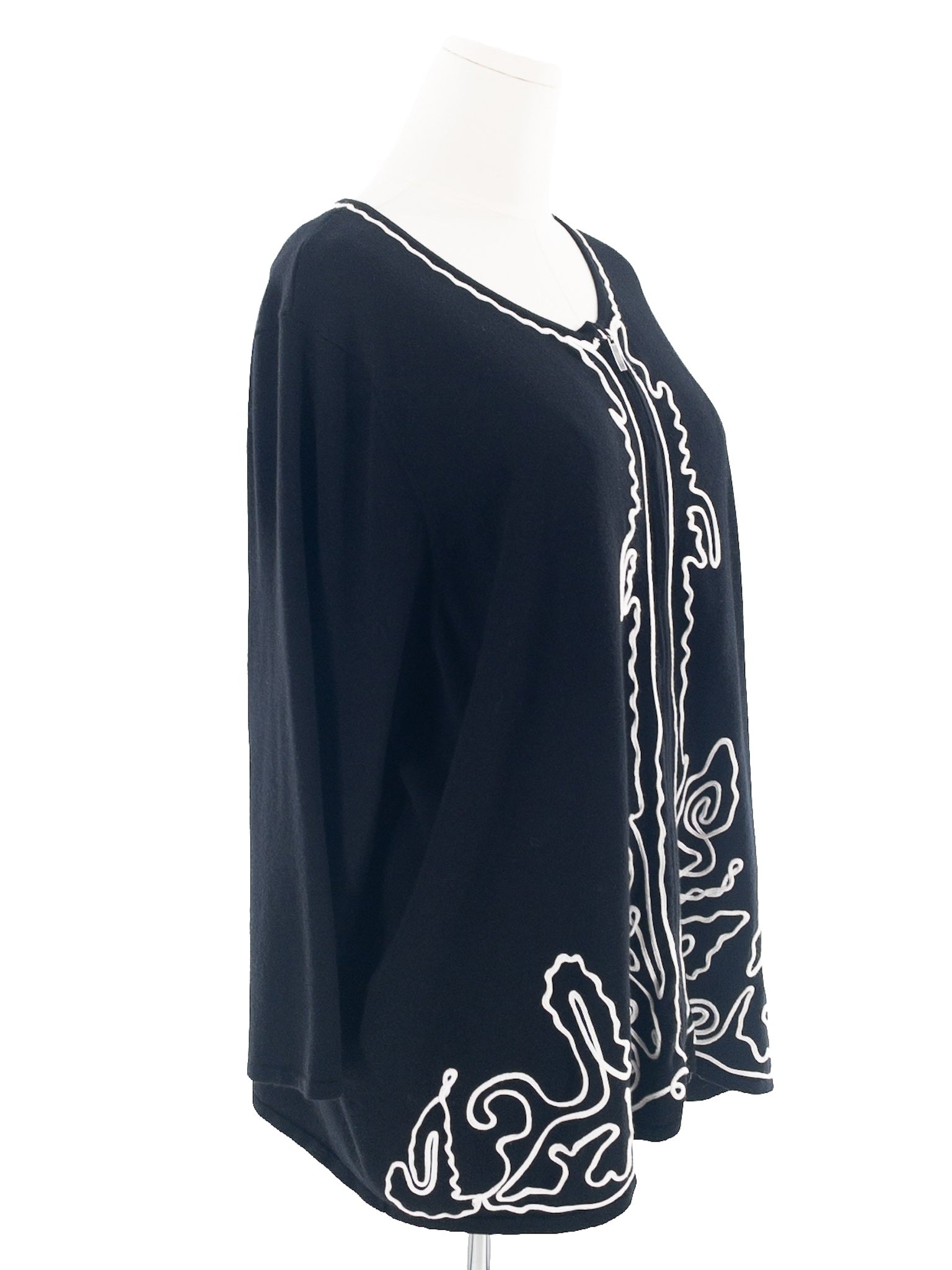 Evolution Black White Soutache Rayon Blend Size 3X Cardigan