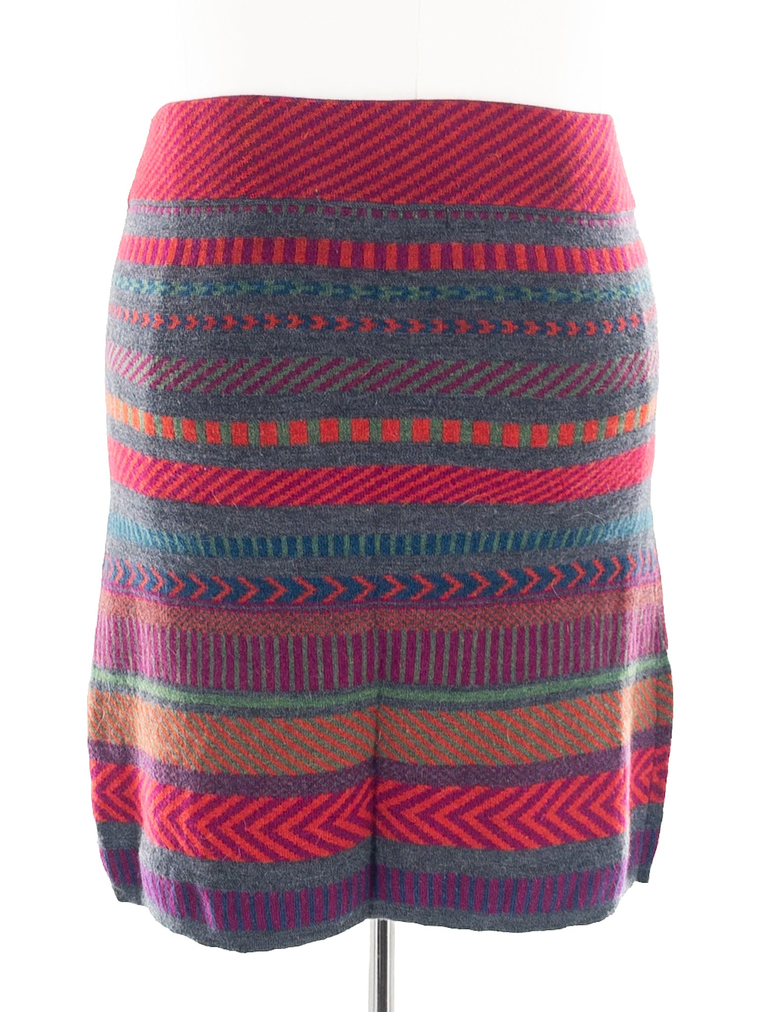 Krimson Klover Fuschia Stripe Wool Stretch Size L Skirt