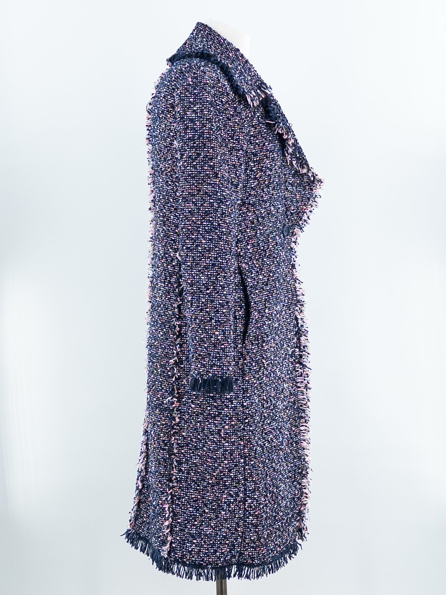 Club Monaco Navy Multi Tweed Polyester Blend Size XS Coat