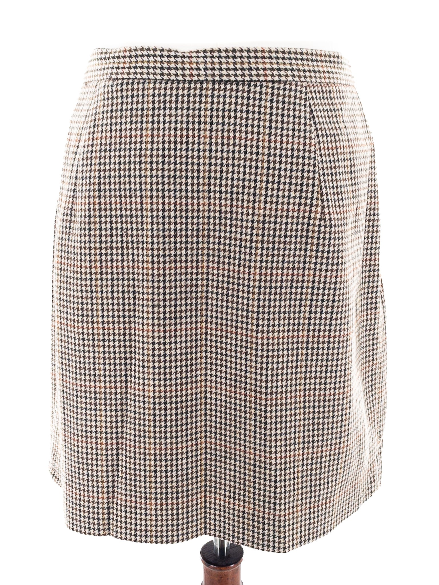 IHNY Tan Brown Houndstooth Wool Size 18 Skirt