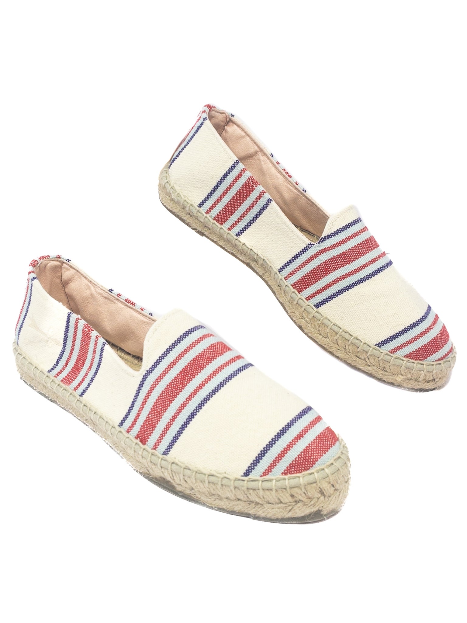 Manebi Cream Red Stripe Fabric 7.5 Shoes