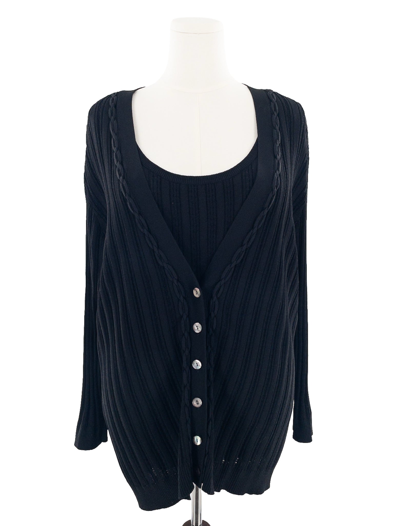 Jones New York Black Ribbed Rayon Blend Size 2X Cardigan