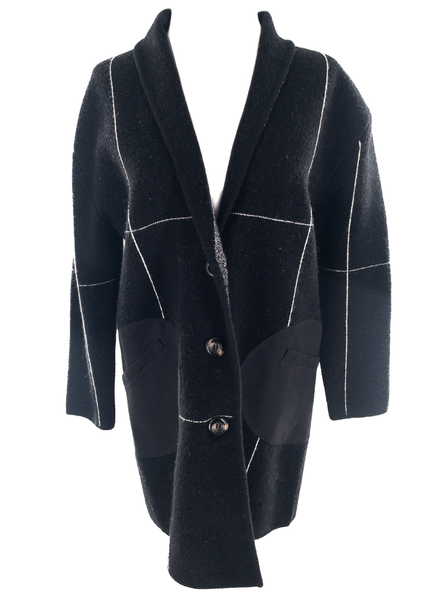 Kerisma Black Gray Mixed Acrylic Blend Size S/M Coat