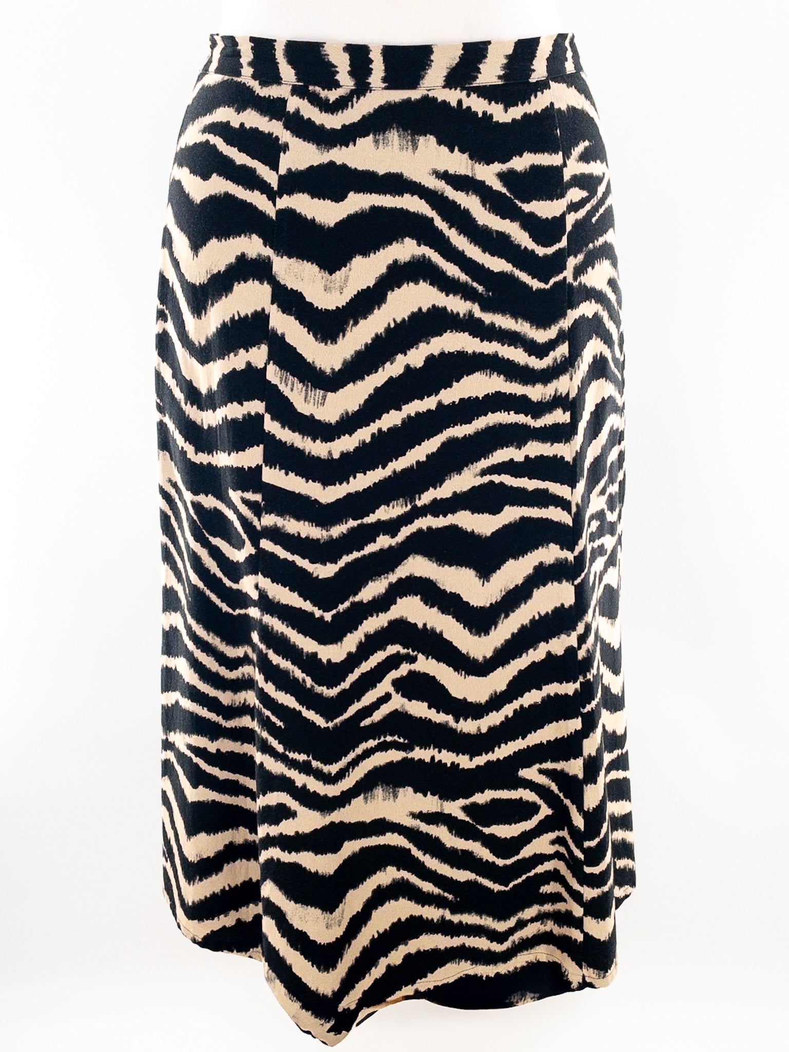 Gianni Bini Black Tan Tiger Print Polyester Blend Size 4 Skirt