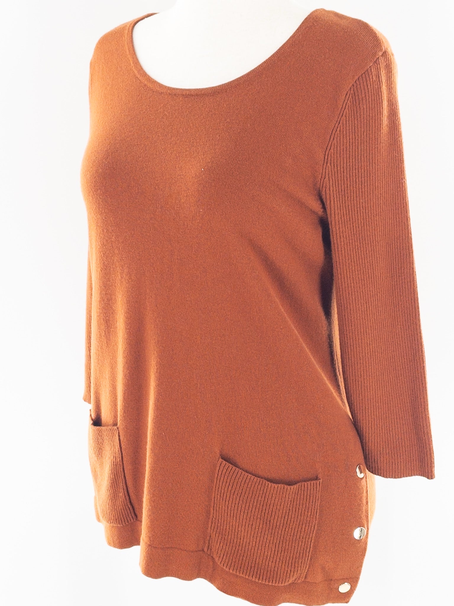 Chicos Burnt Orange Scoop Neck Cashmere Blend Size M Sweaters