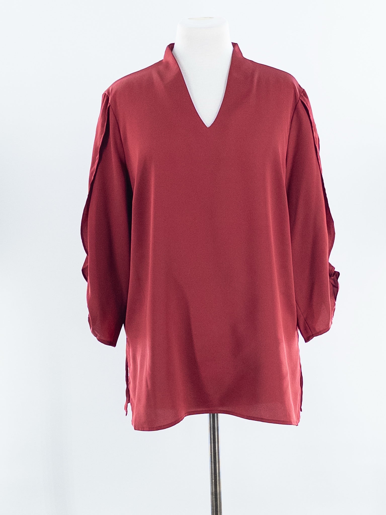 Misook Red Polyester 3/4 Sleeve Size M Blouse