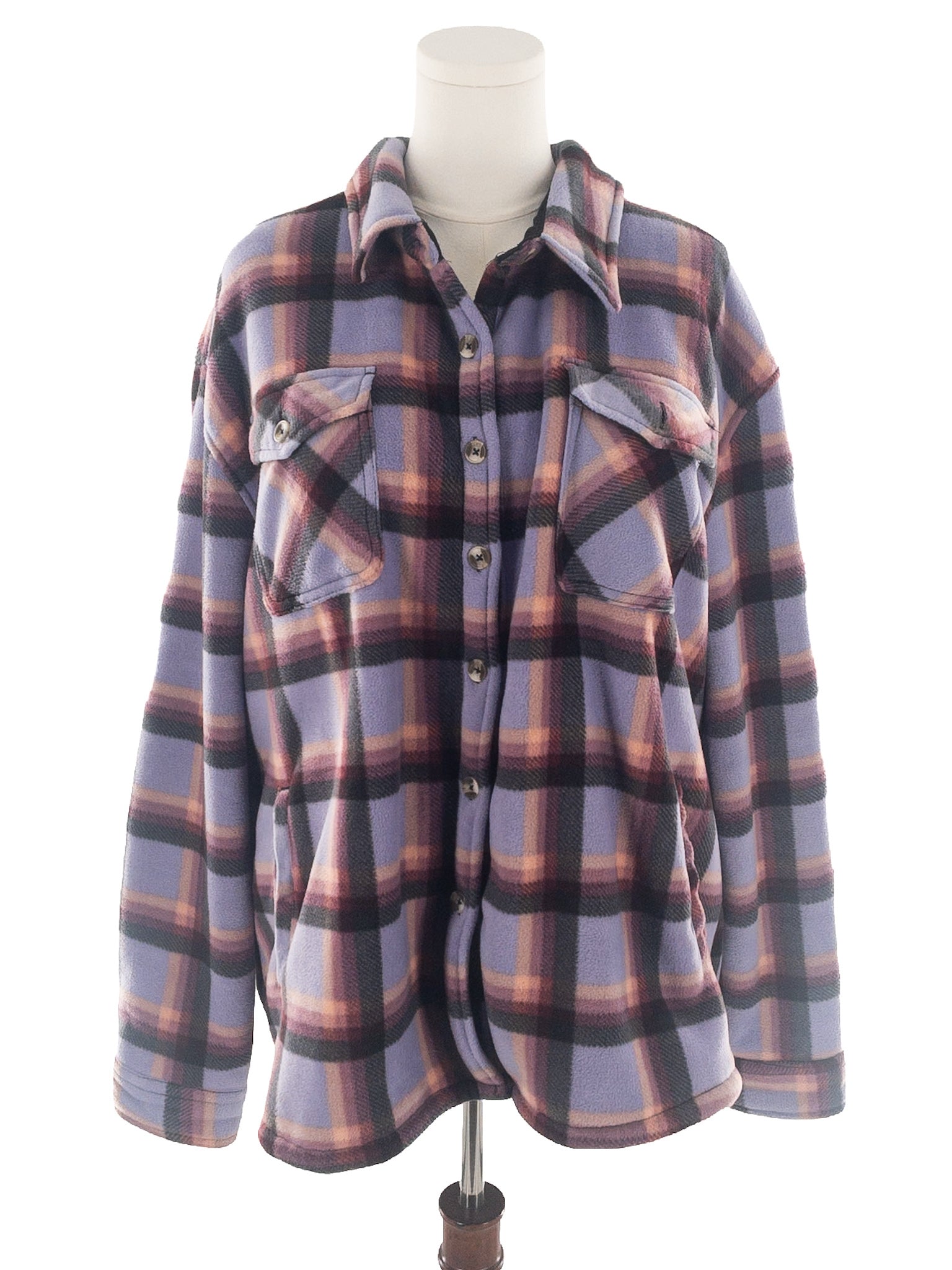 Sage Collective Lavender Plaid Fleece Size XXL Shacket