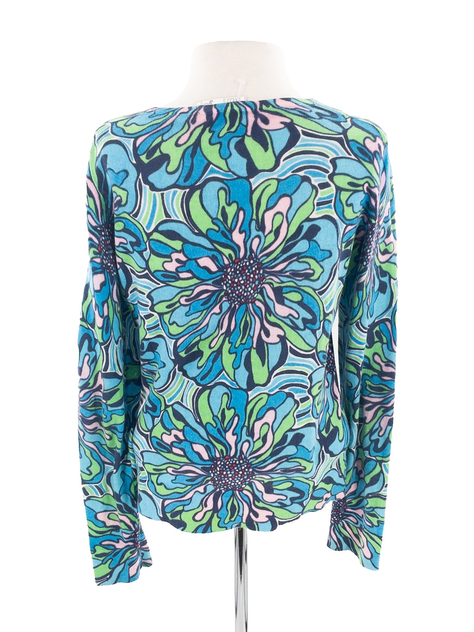 Lilly Pulitzer Blue Aqua Print Cotton Size M Cardigan