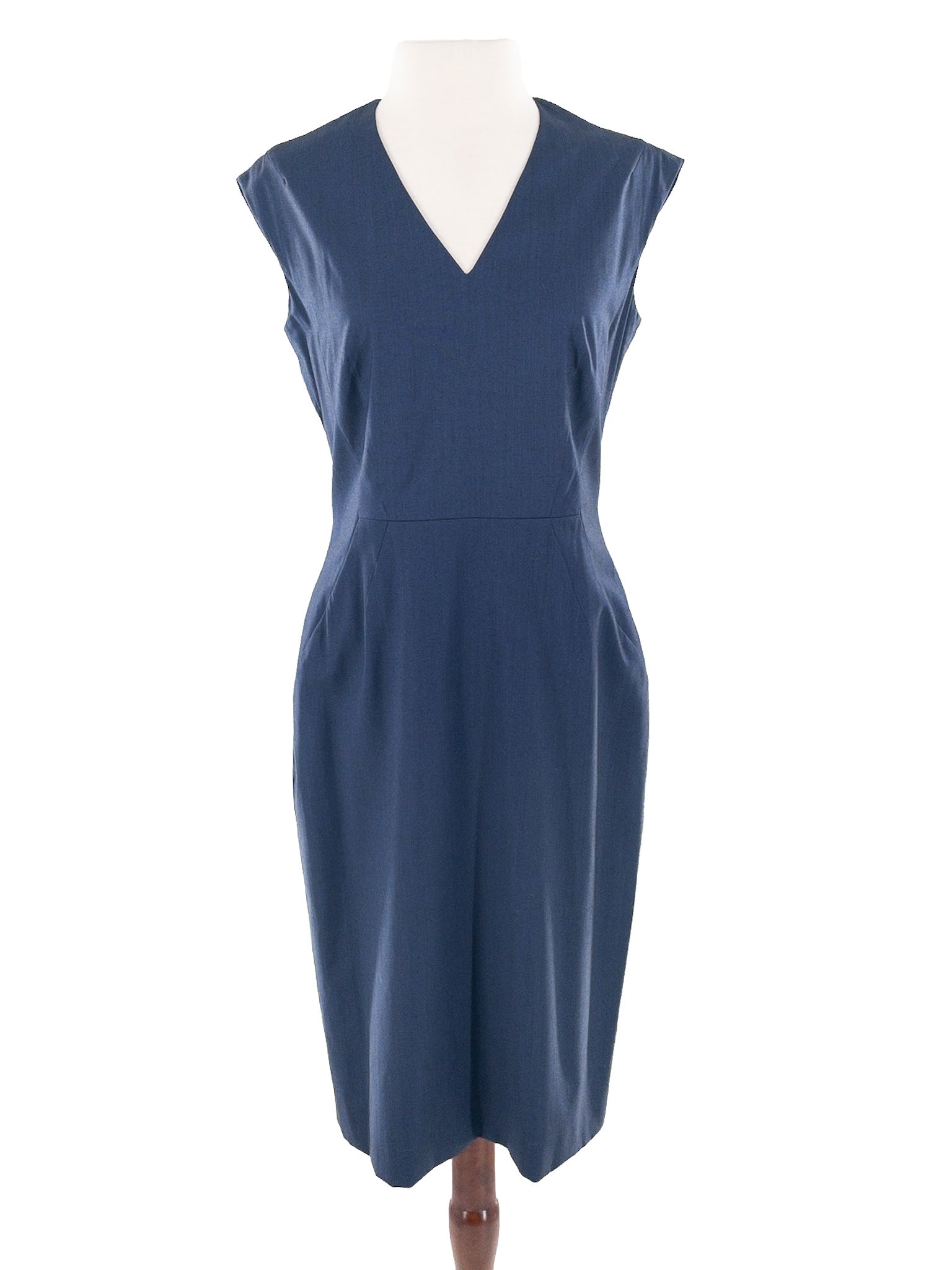 Boss Navy V Neck Cotton Blend Sleeveless Size 6 Dress