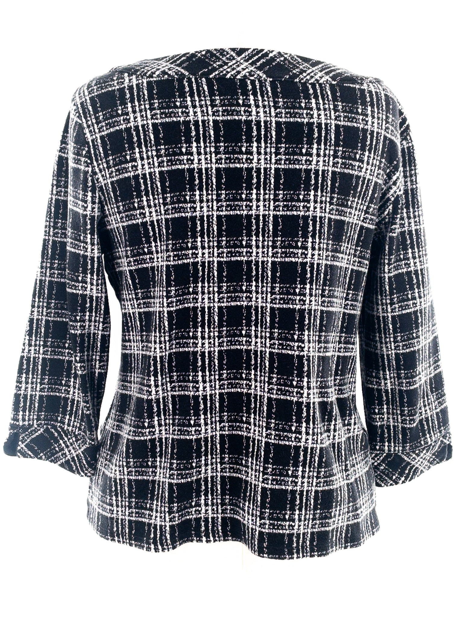 Talbots Black White Windowpane Polyester Blend Long Sleeve Size L T Shirt