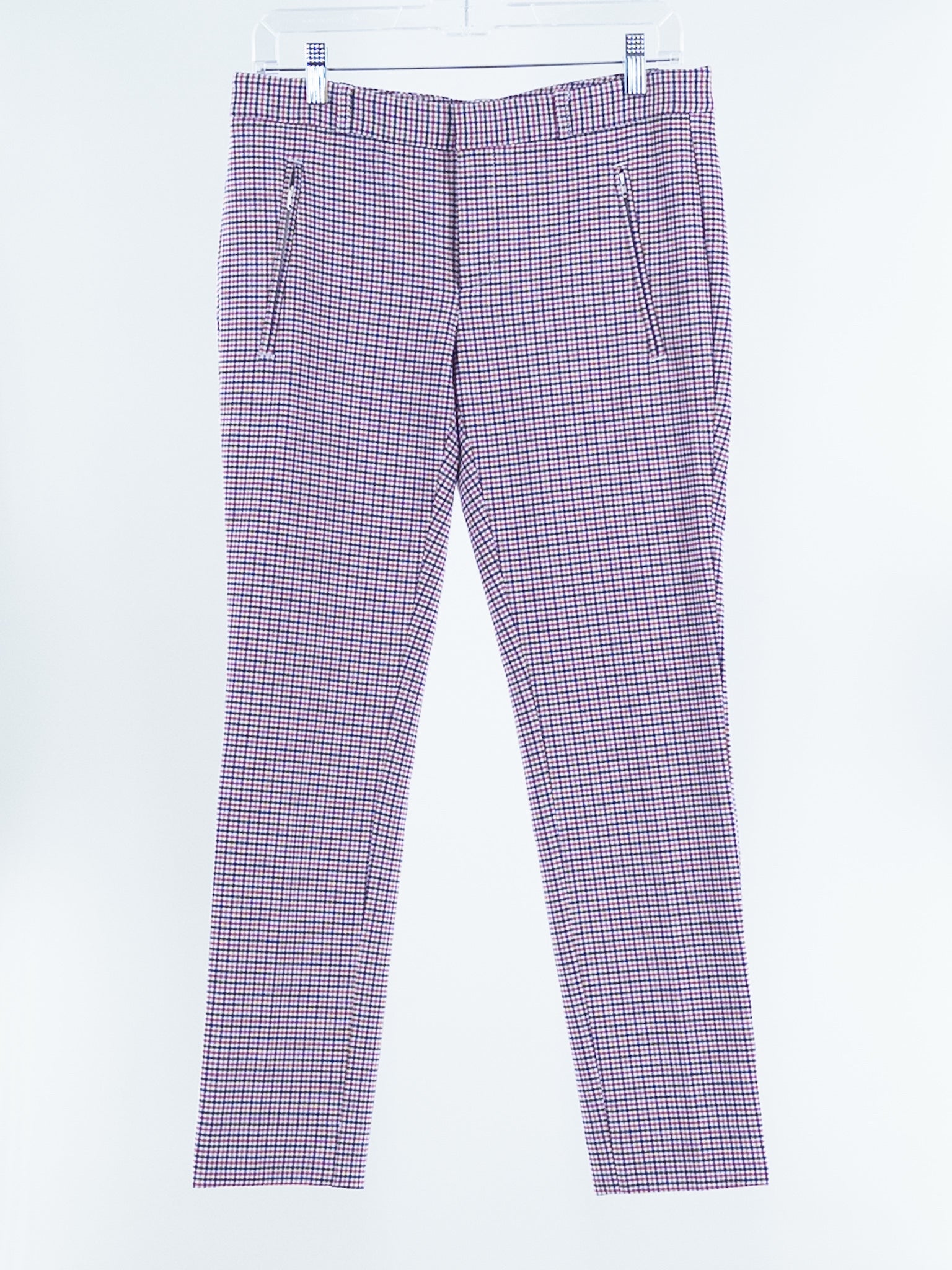 Banana Republic Navy Pink Plaid Polyester Blend Slim Size 4 Pants